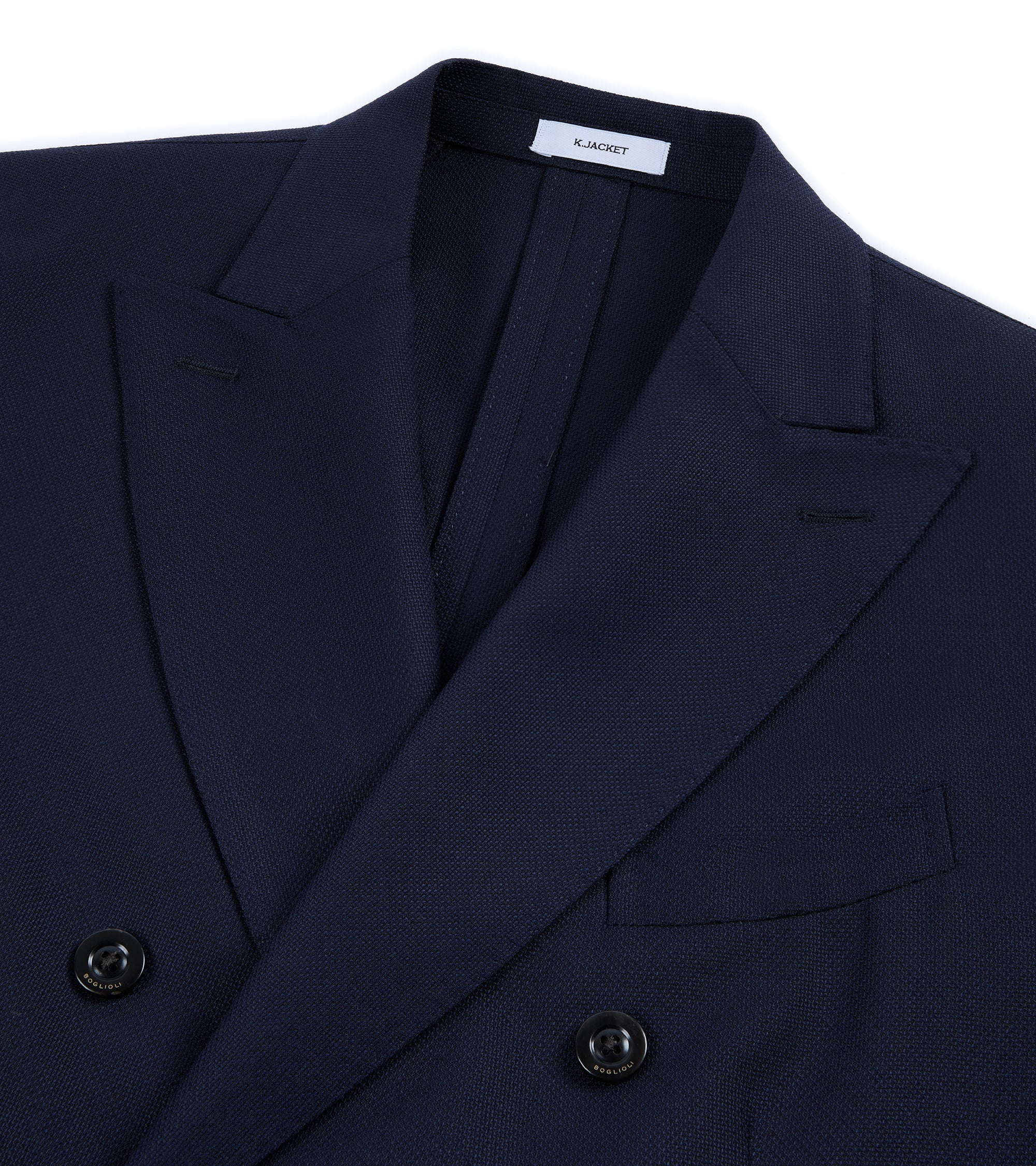 Boglioli Wool Hopsack Double-Breasted K Jacket: Navy