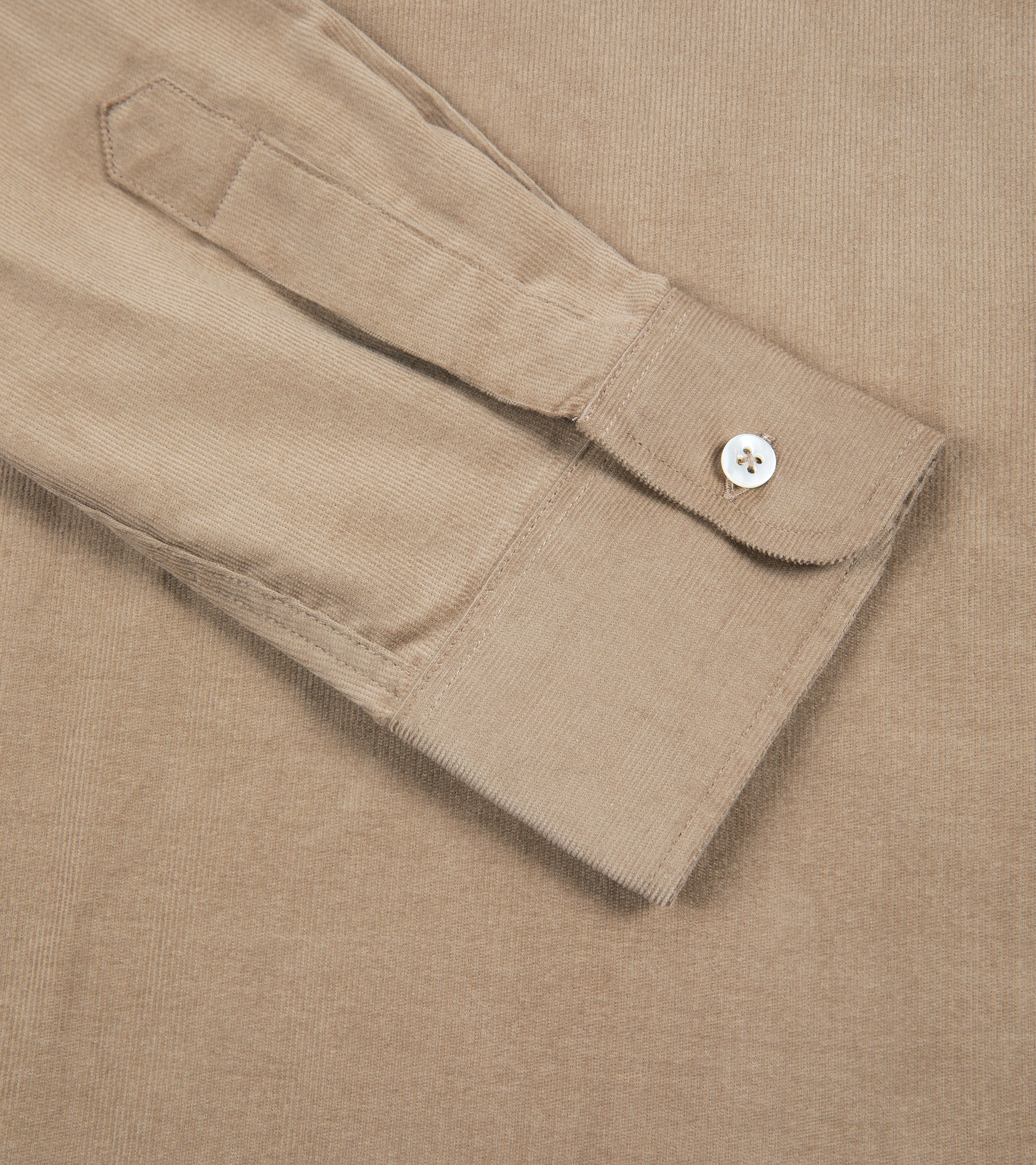 De Bonne Facture Needlecord Button Down Shirt: Beige