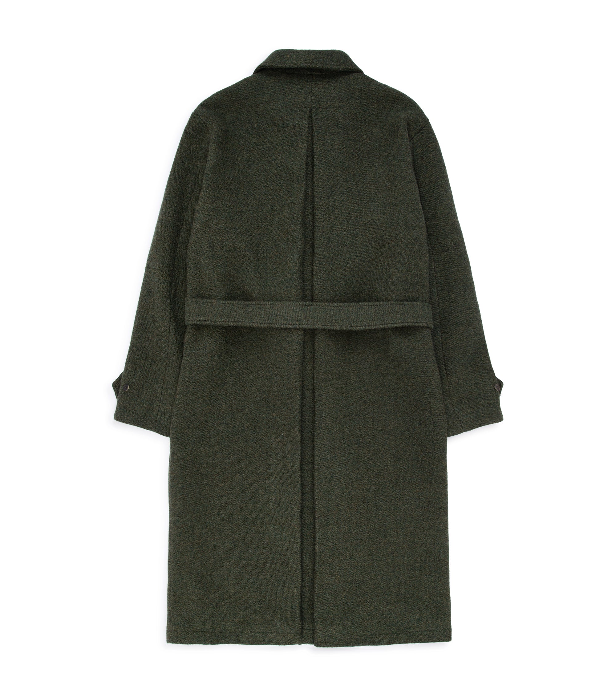 De Bonne Facture Spongy Wool Cloth Overcoat: Moss Green