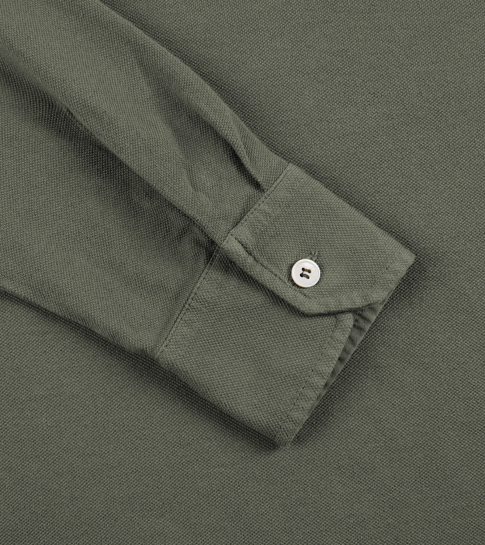 Fedeli North Cotton Pique Long Sleeve Polo Shirt: Olive