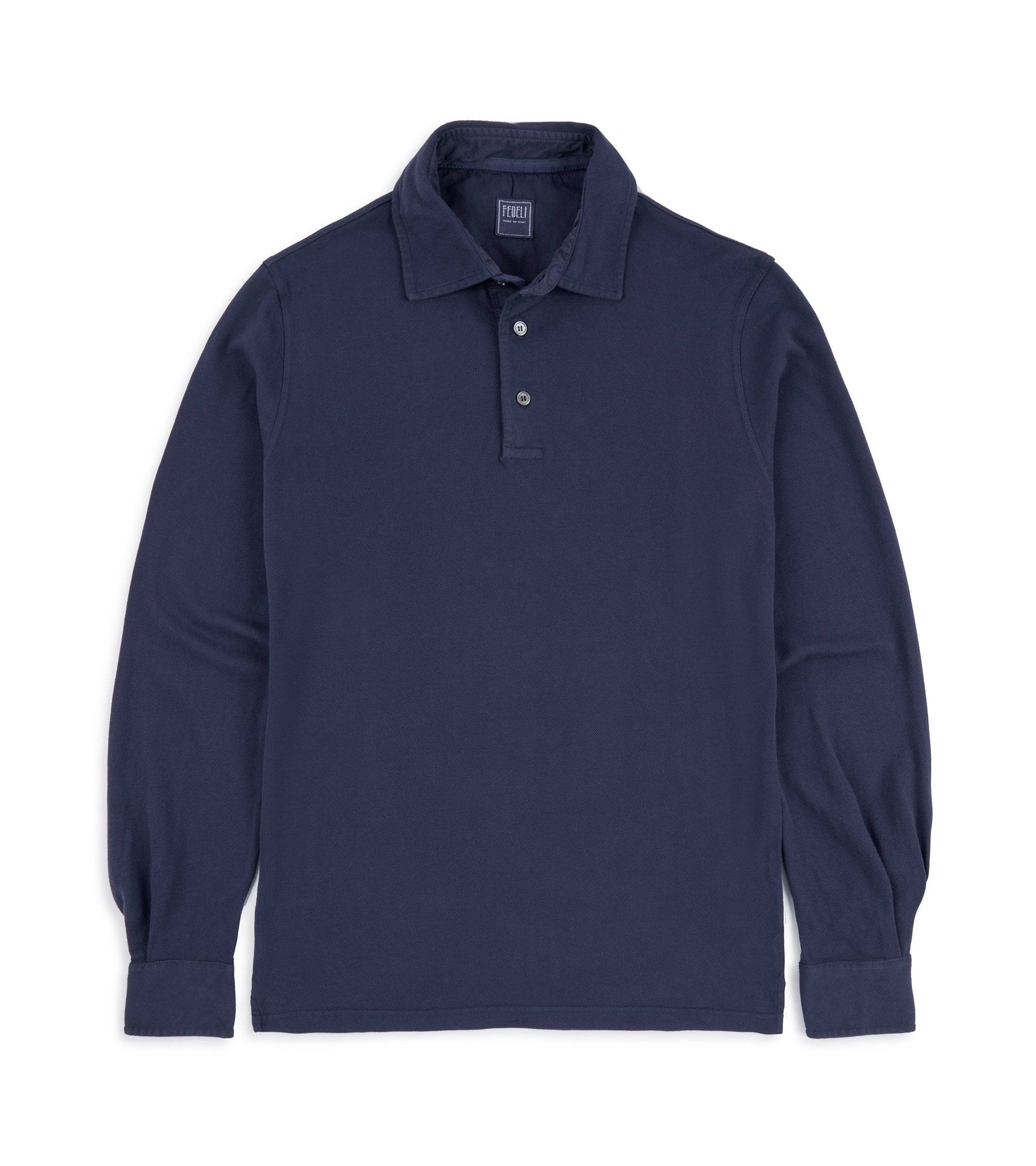 Fedeli North Cotton Pique Long Sleeve Polo Shirt: Royal Blue