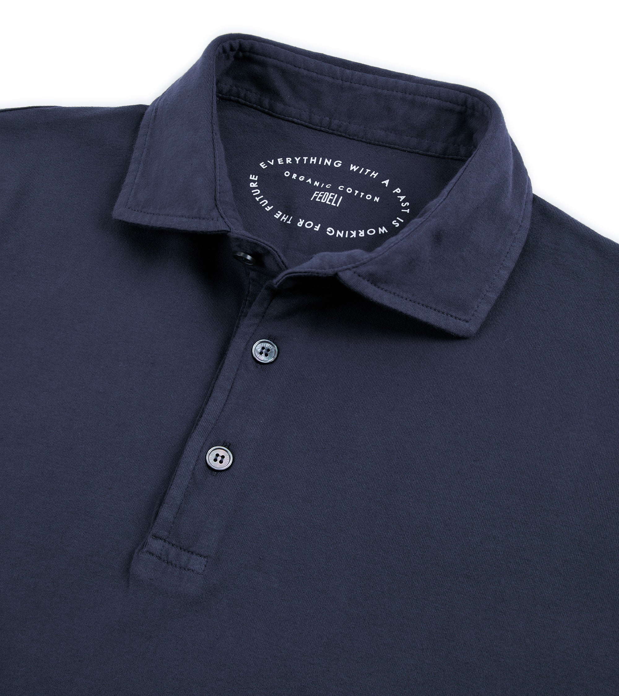 Fedeli North Cotton Pique Long Sleeve Polo Shirt: Royal Blue