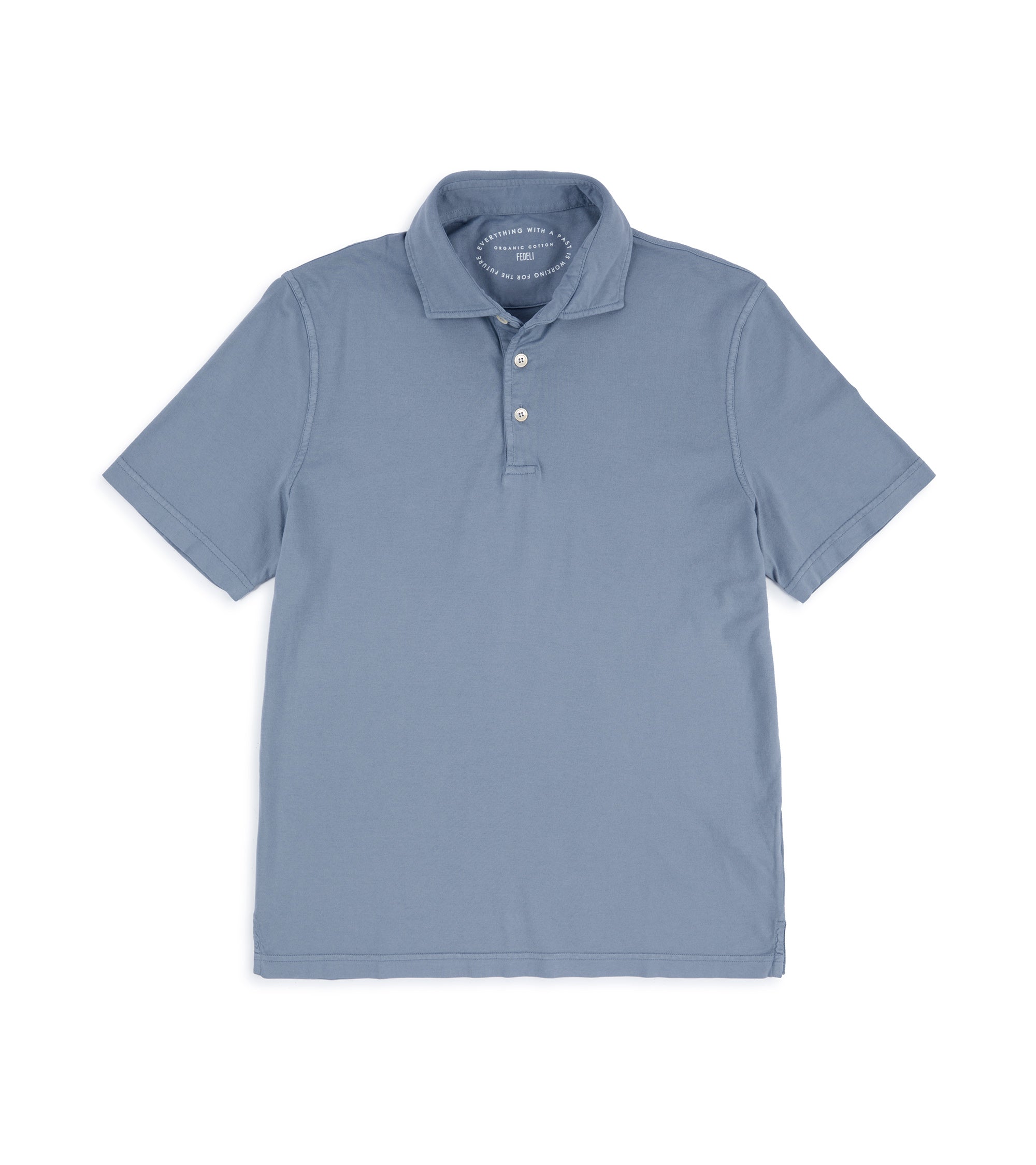 Fedeli Zero Cotton Jersey Short Sleeve Polo Shirt: Light Blue