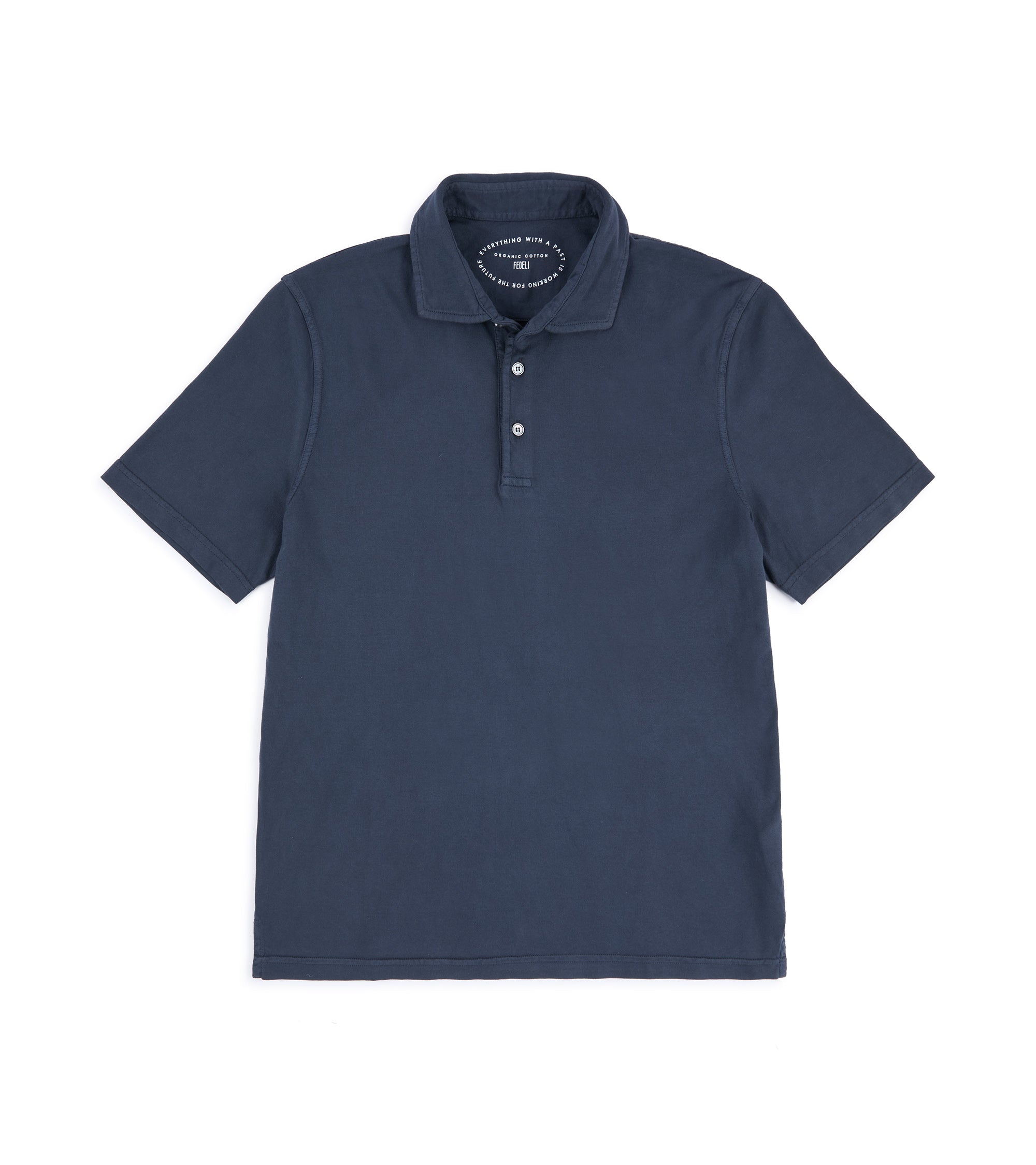 Fedeli Zero Cotton Jersey Short Sleeve Polo Shirt: Navy