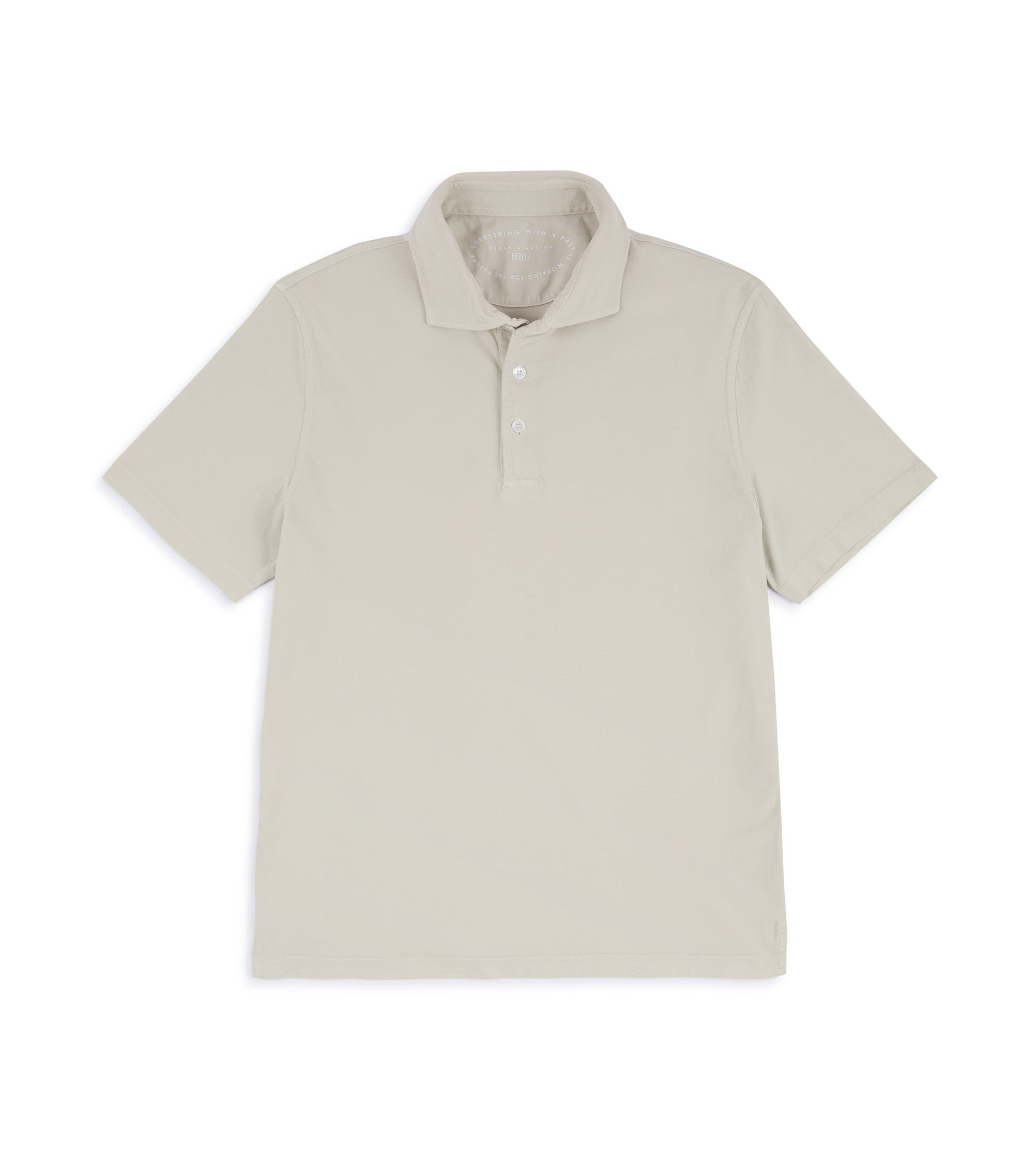 Fedeli Zero Cotton Jersey Short Sleeve Polo Shirt: Stone