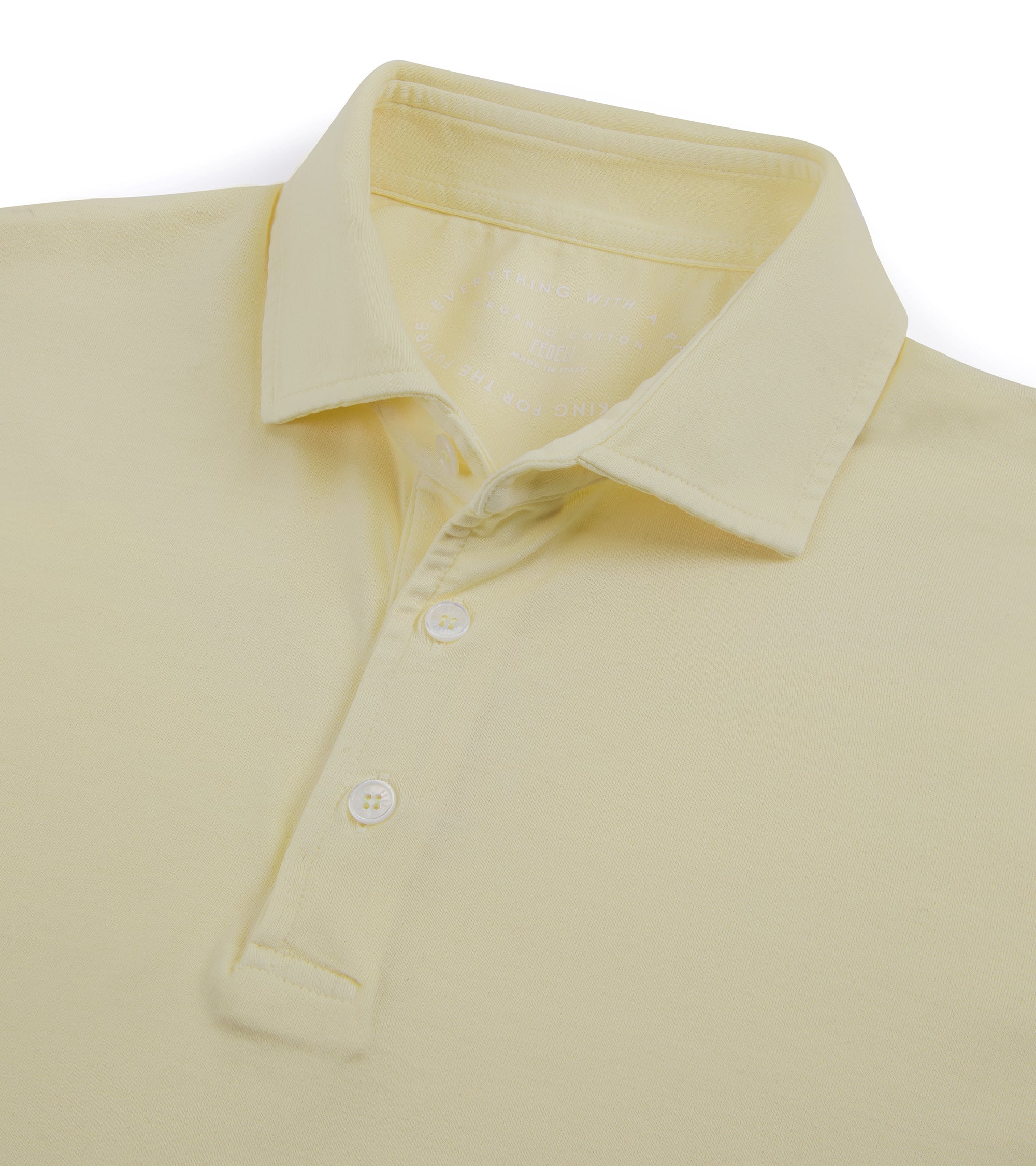 Fedeli Zero Cotton Jersey Short Sleeve Polo Shirt: Yellow