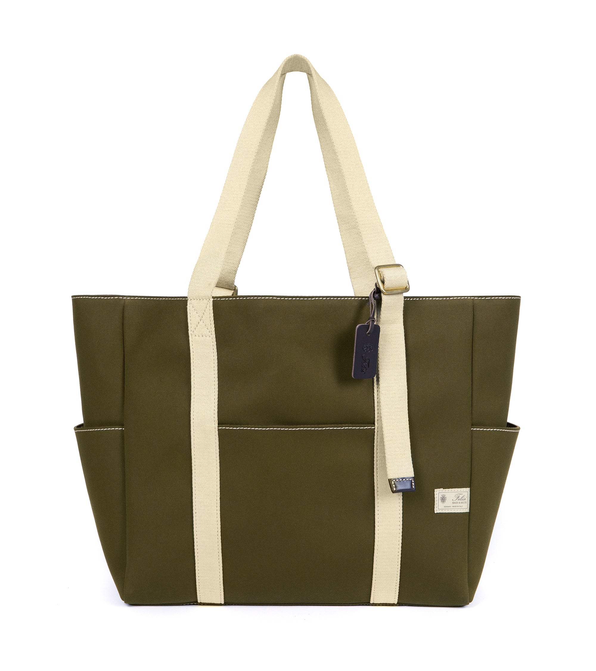 Felisi Cotton Canvas Adjustable Tote Bag: Olive