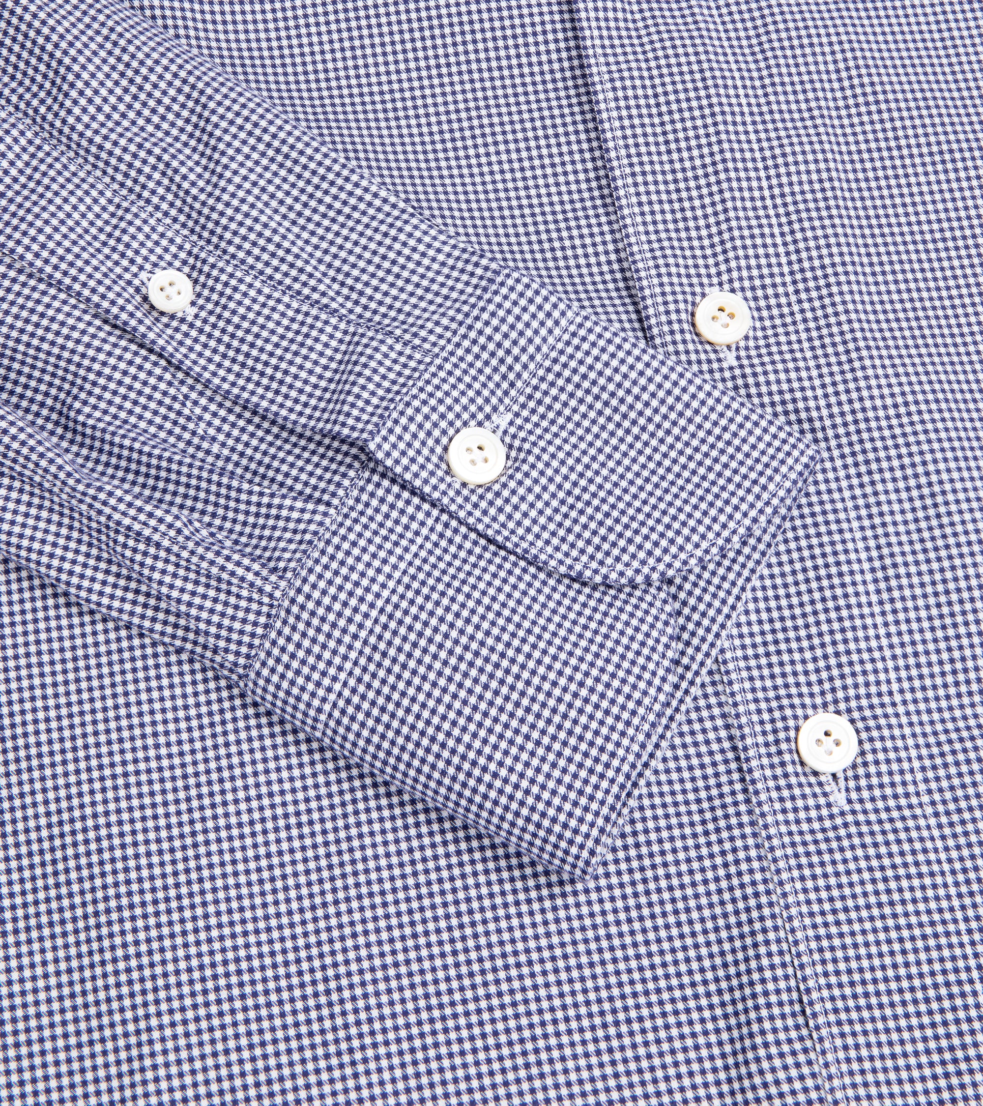 Finamore Brushed Cotton Gaeta Leonardo Button Down Sport Shirt: Navy Gingham