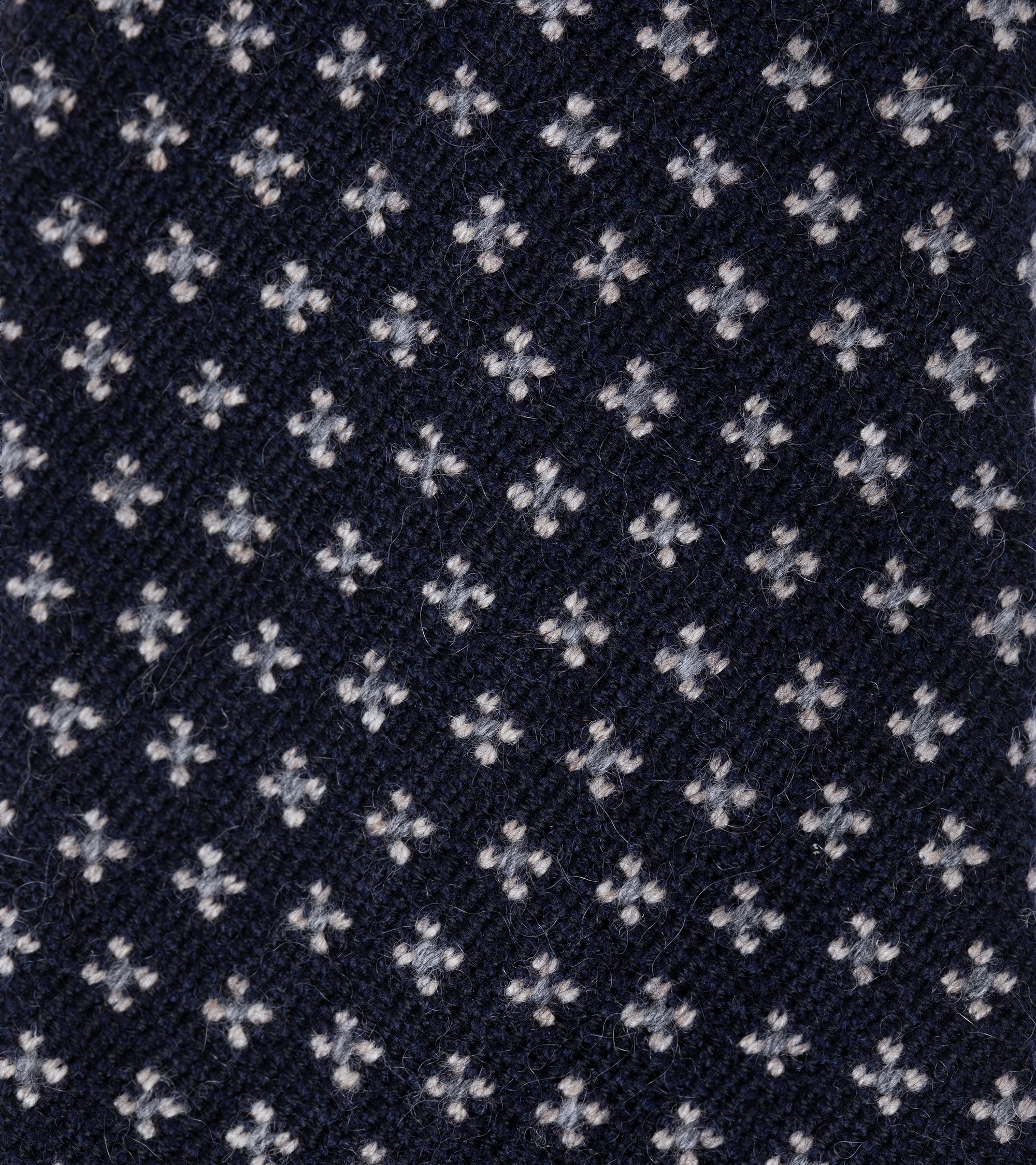 Finamore Cashmere Flower Motif Tie: Navy