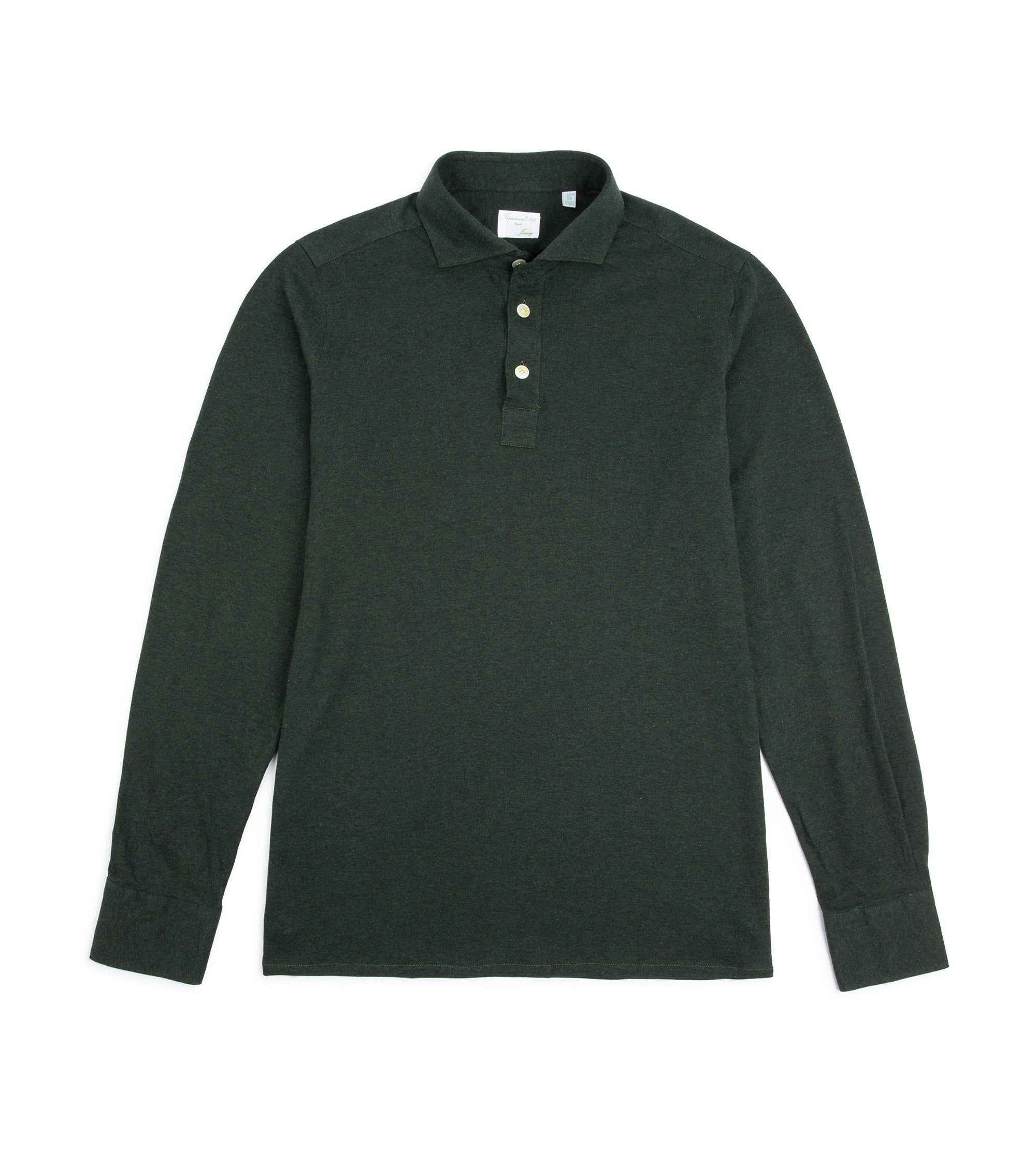 Finamore Cotton Cashmere Orlando Polo Shirt: Dark Green