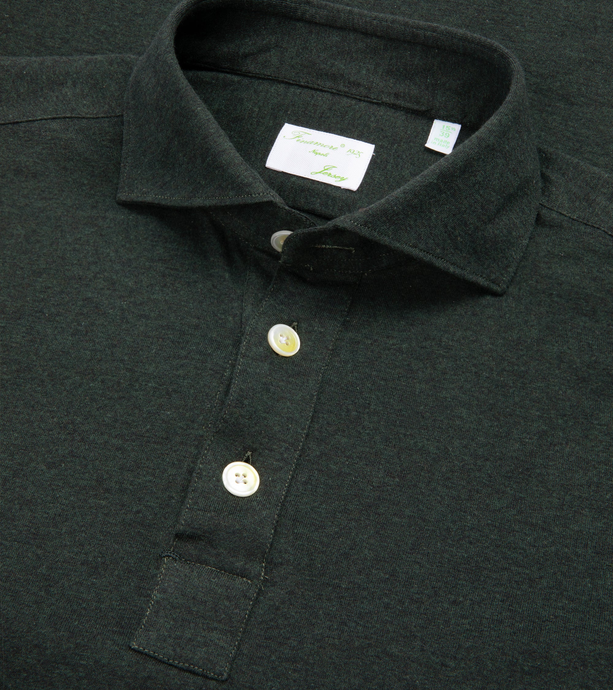 Finamore Cotton Cashmere Orlando Polo Shirt: Dark Green