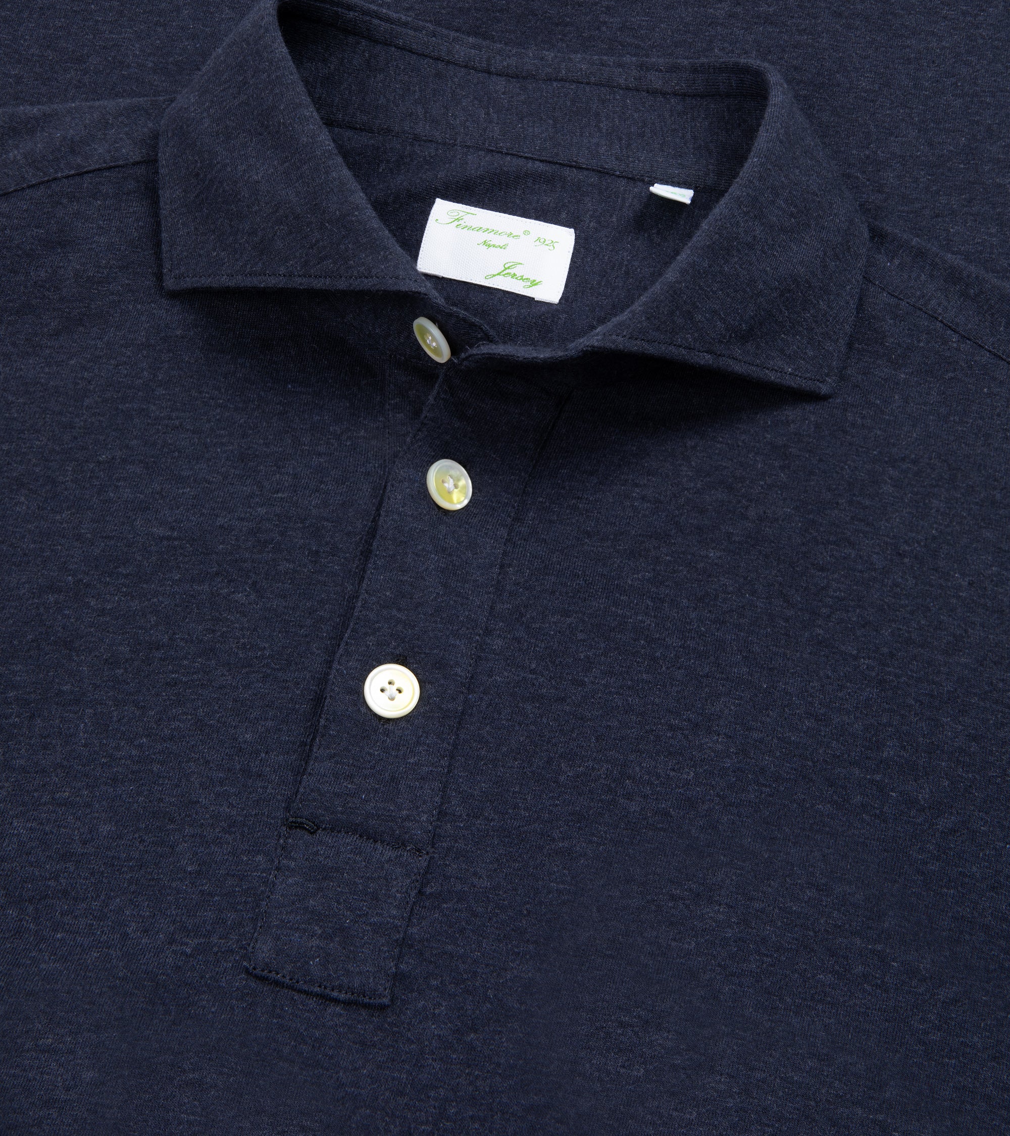 Finamore Cotton Cashmere Orlando Polo Shirt: Navy