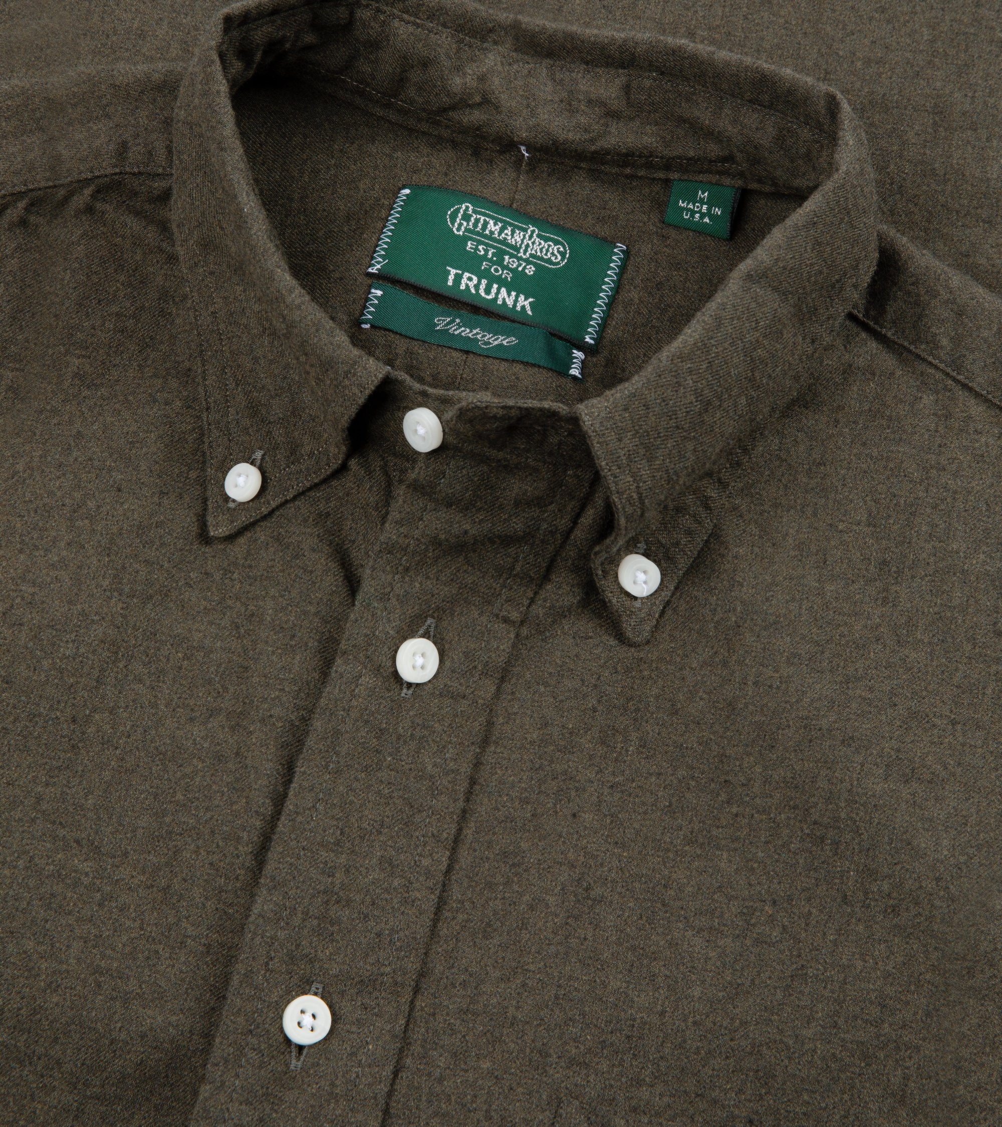 Gitman Vintage Classic Cotton Flannel Button Down Shirt: Olive