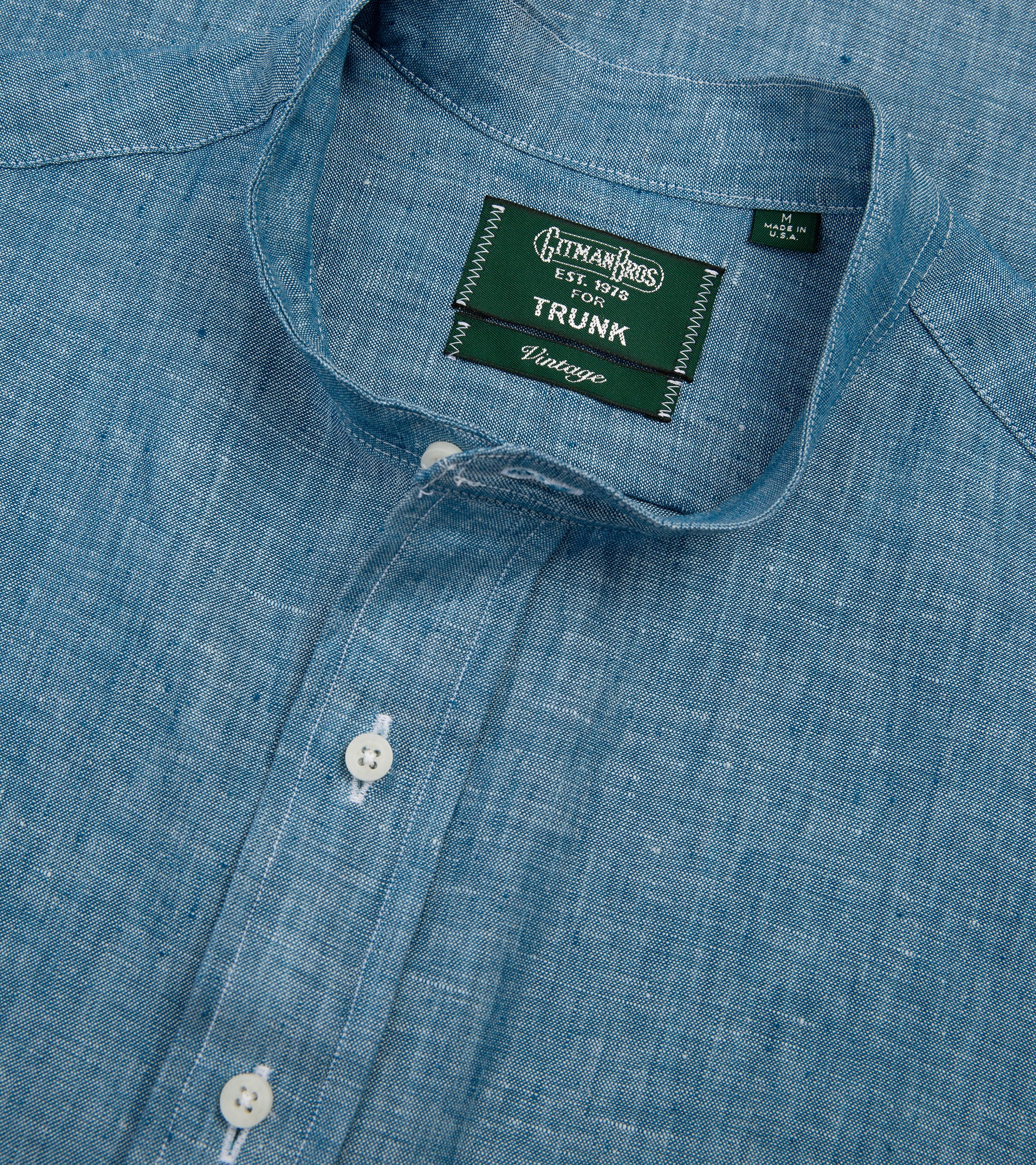 Gitman Vintage Linen Band Collar Popover Shirt: Chambray