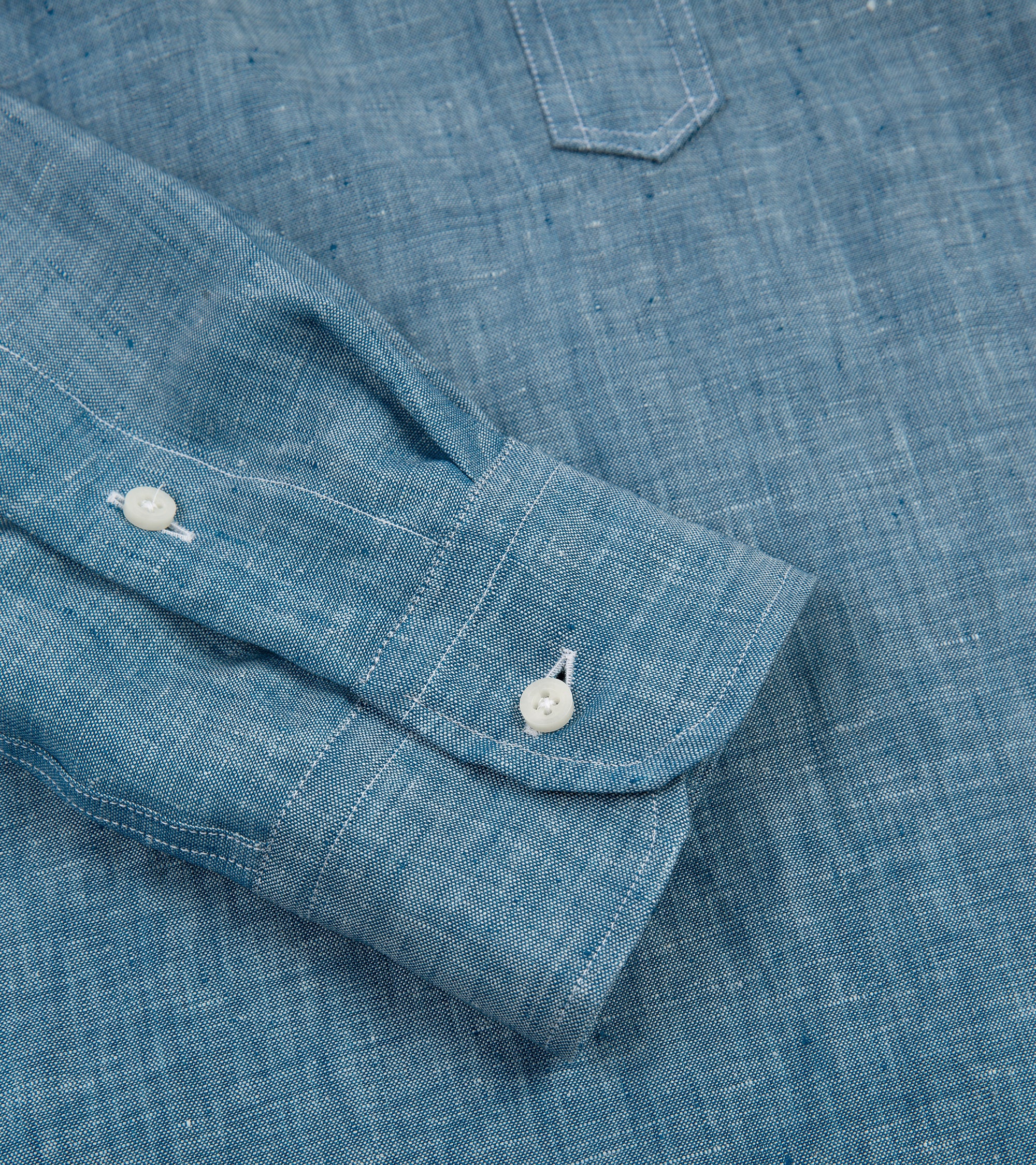 Gitman Vintage Linen Band Collar Popover Shirt: Chambray