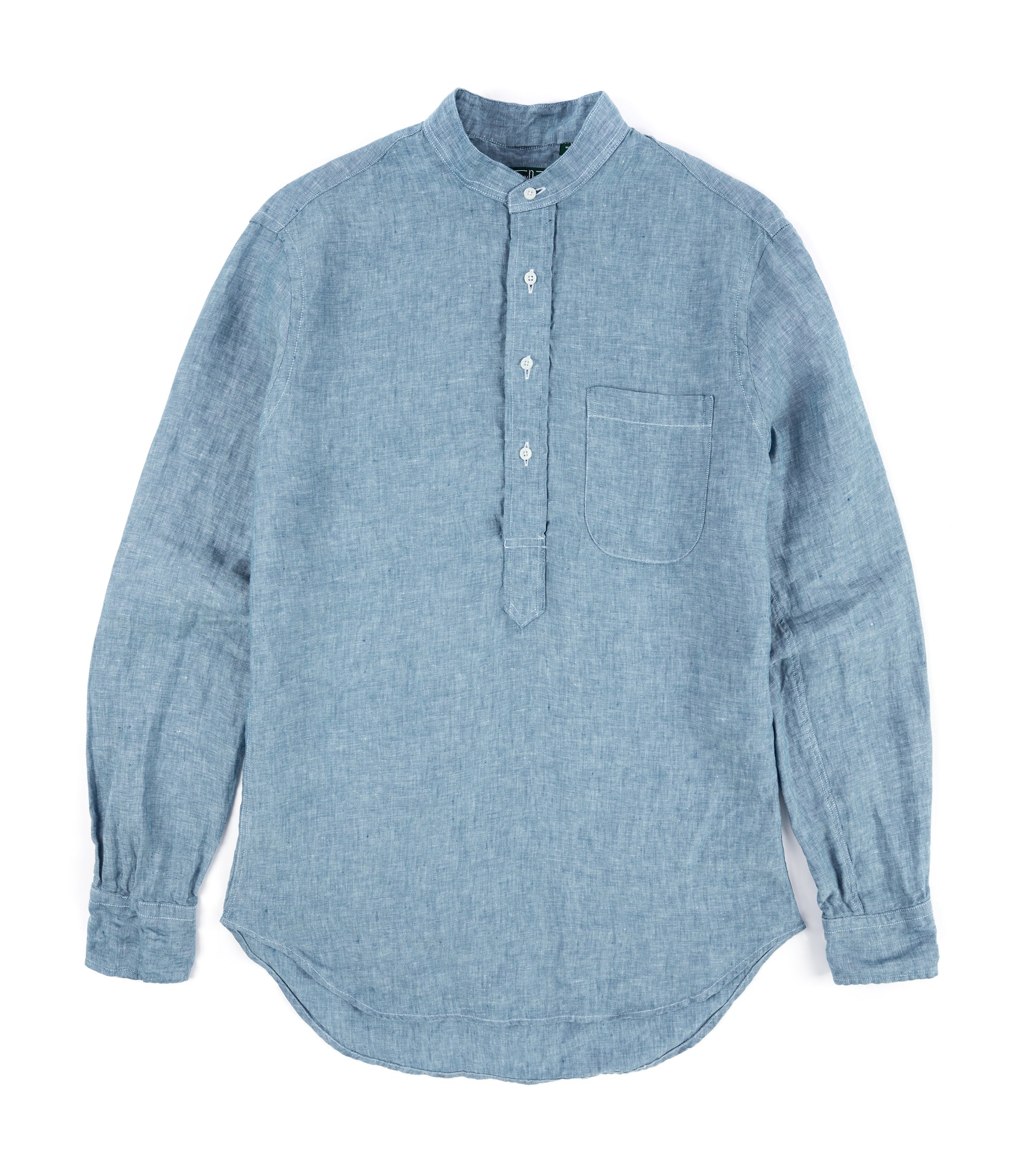 Gitman Vintage Linen Band Collar Popover Shirt: Chambray