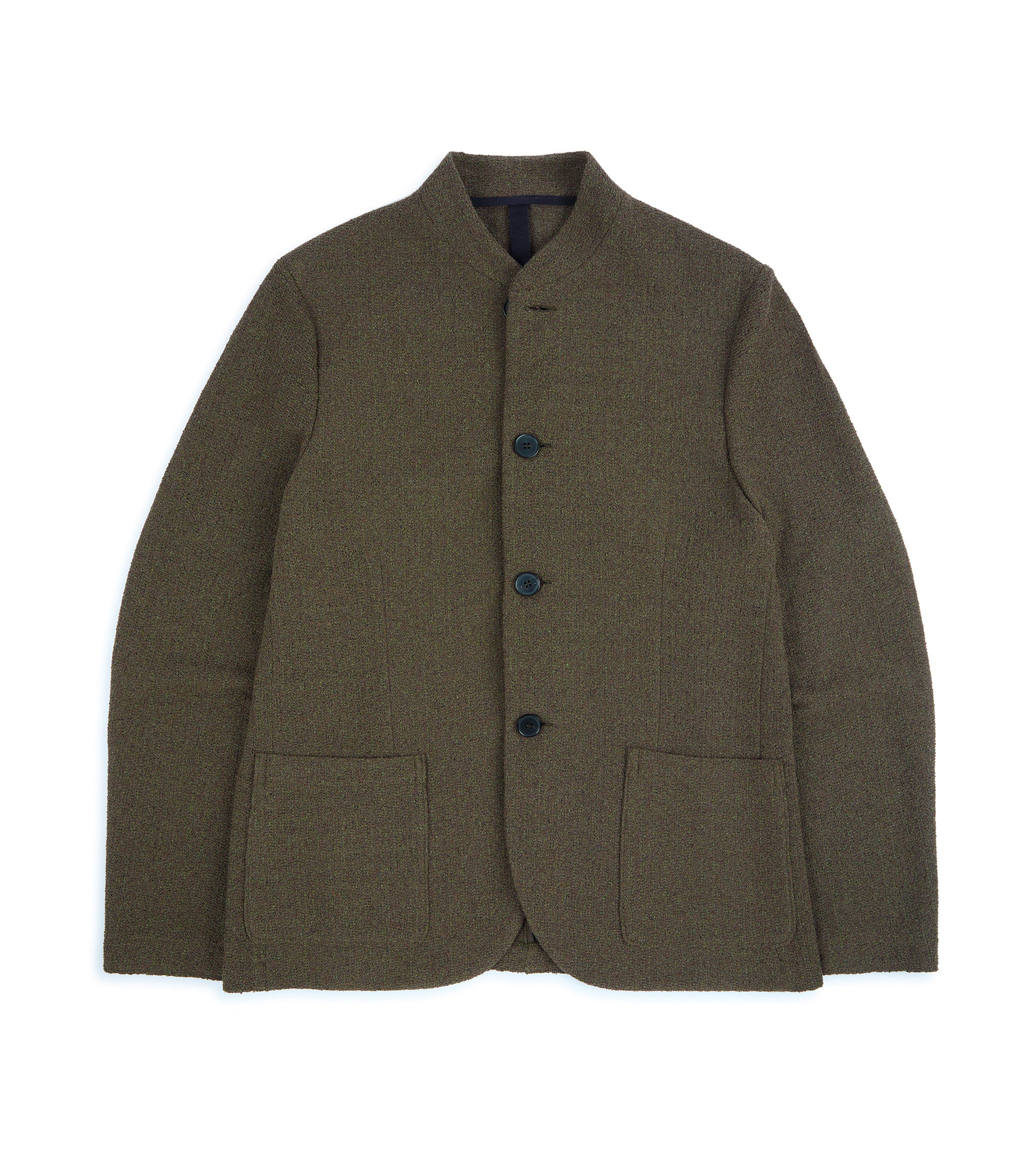 Harris Wharf Cotton Blend Boucle Nehru Jacket: Hunting Green