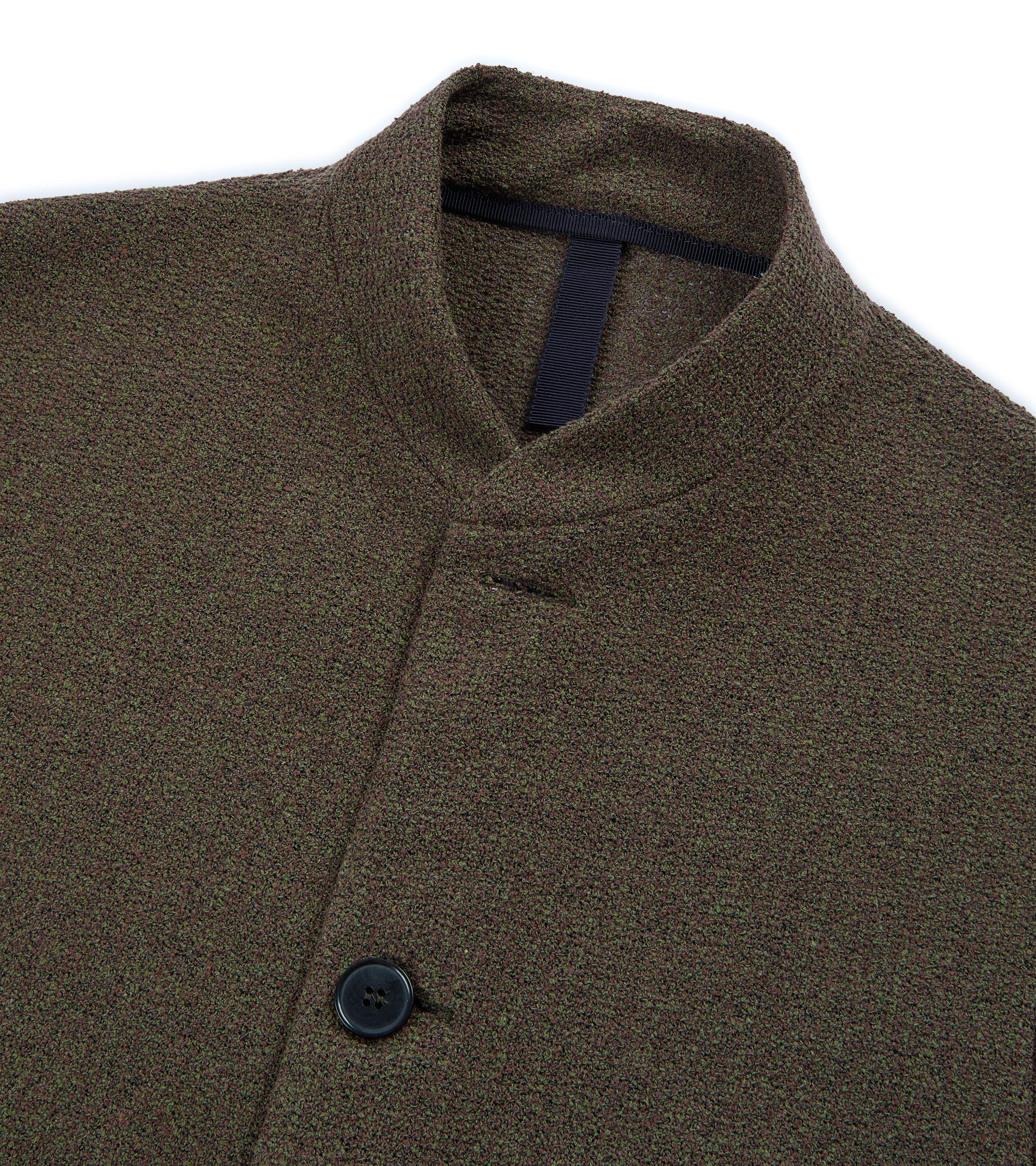 Harris Wharf Cotton Blend Boucle Nehru Jacket: Hunting Green