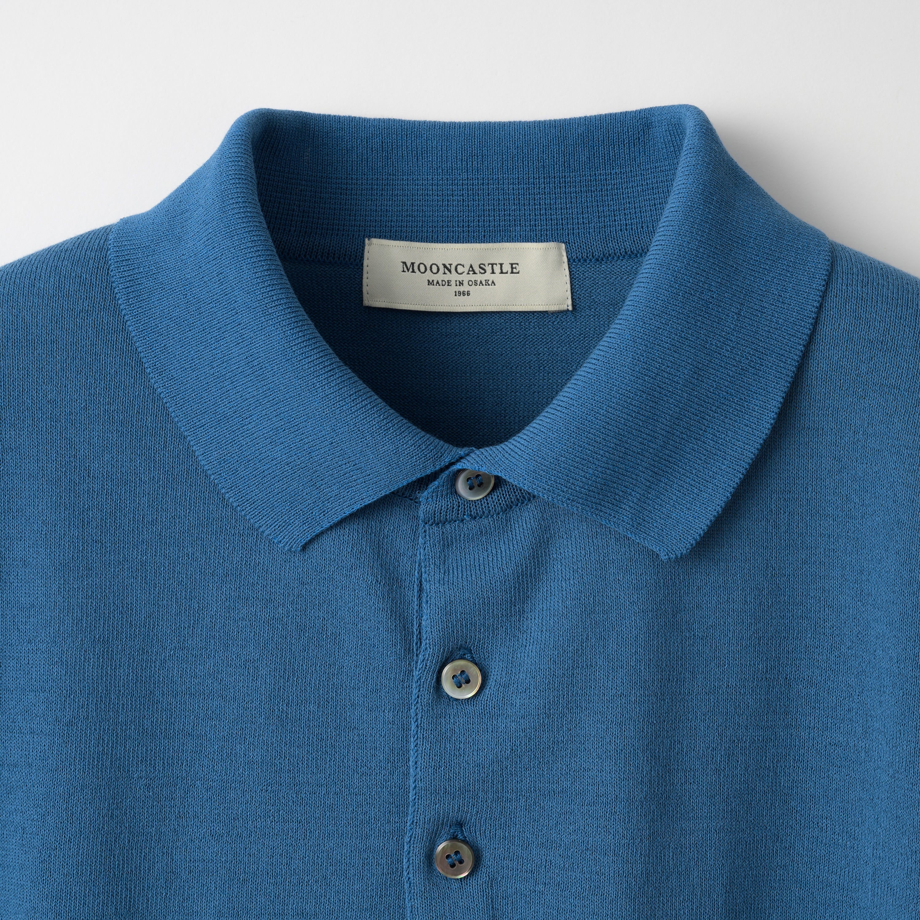 Mooncastle Ice Cotton Knit Polo Shirt: Smokey Blue