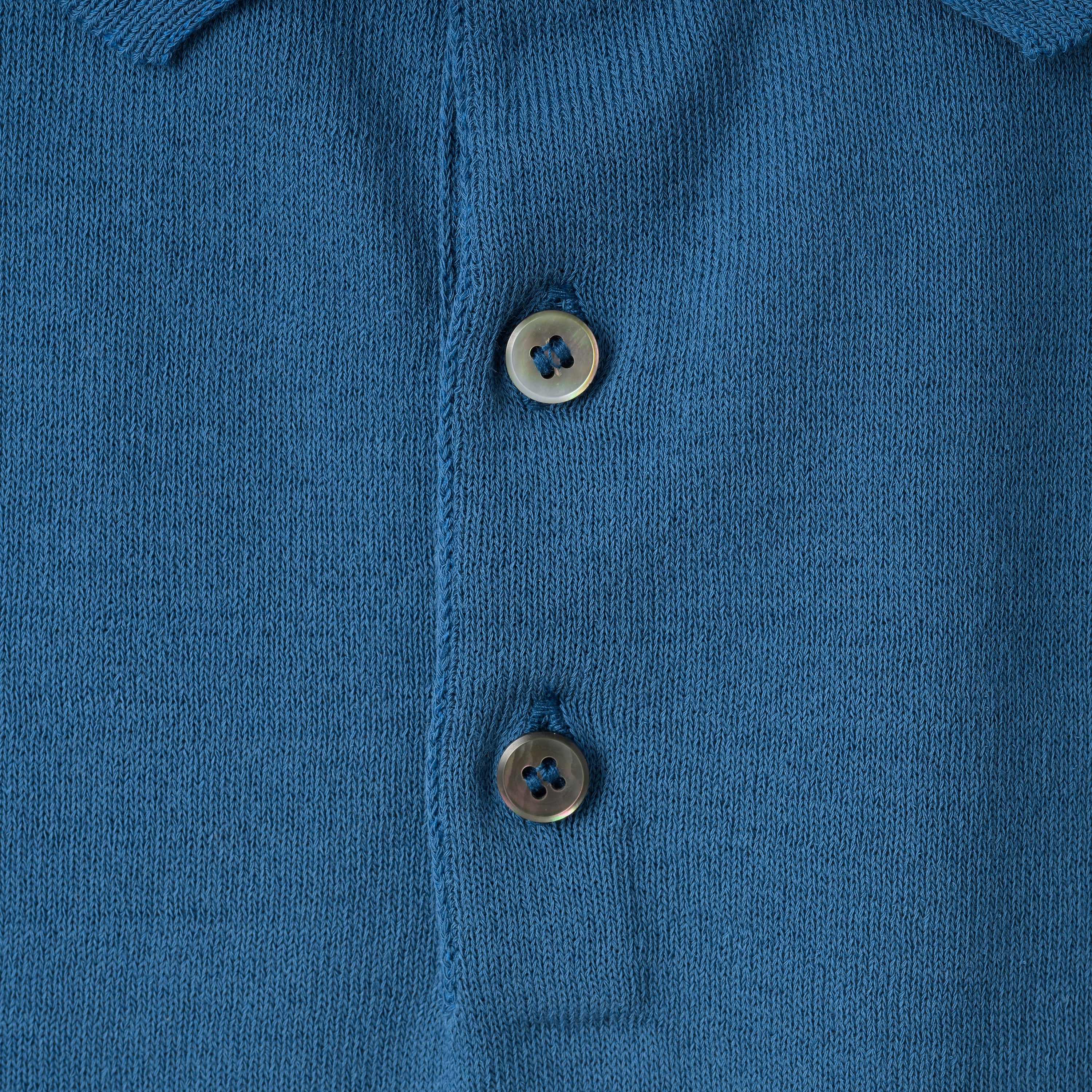 Mooncastle Ice Cotton Knit Polo Shirt: Smokey Blue