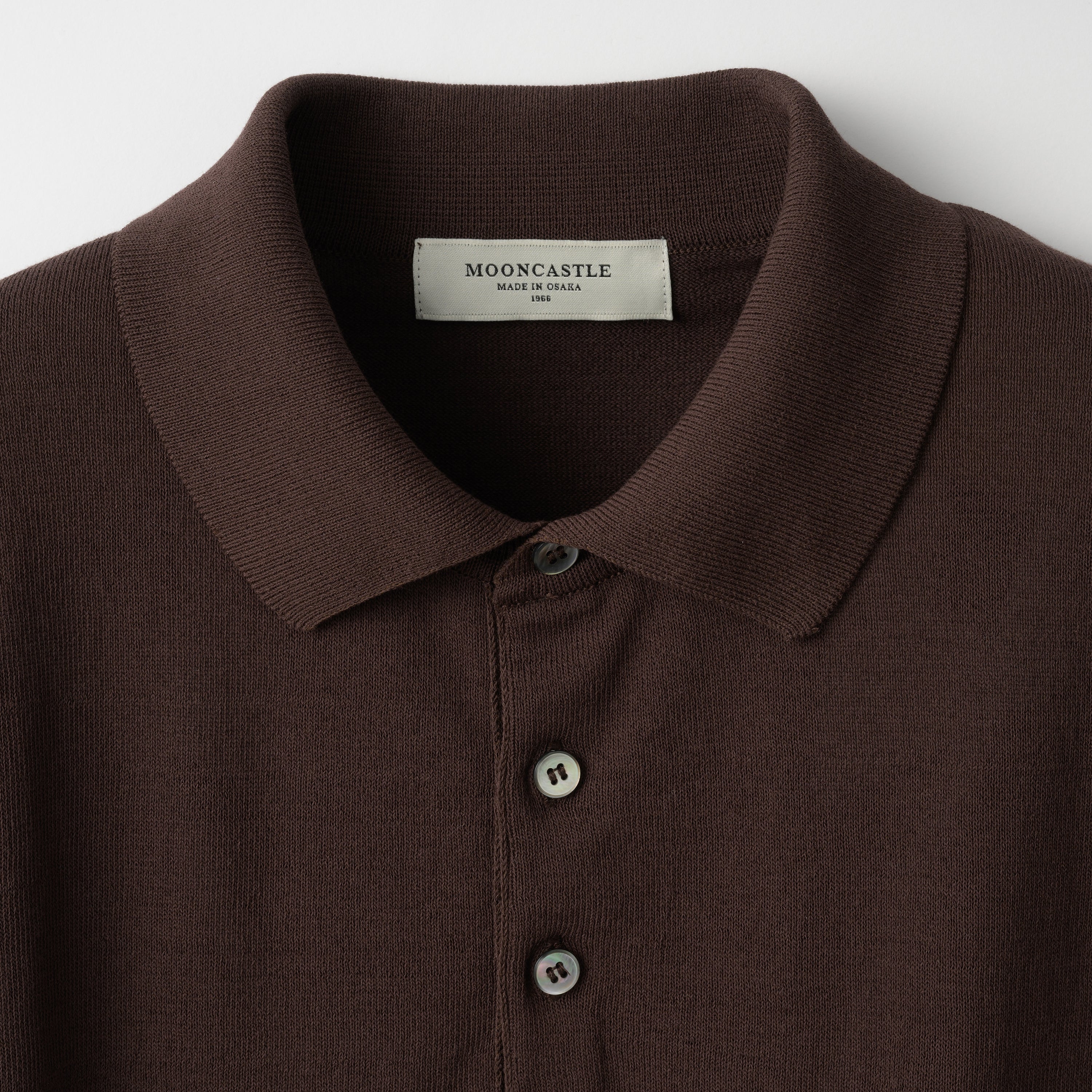 Mooncastle Ice Cotton Knit Polo Shirt: Brown