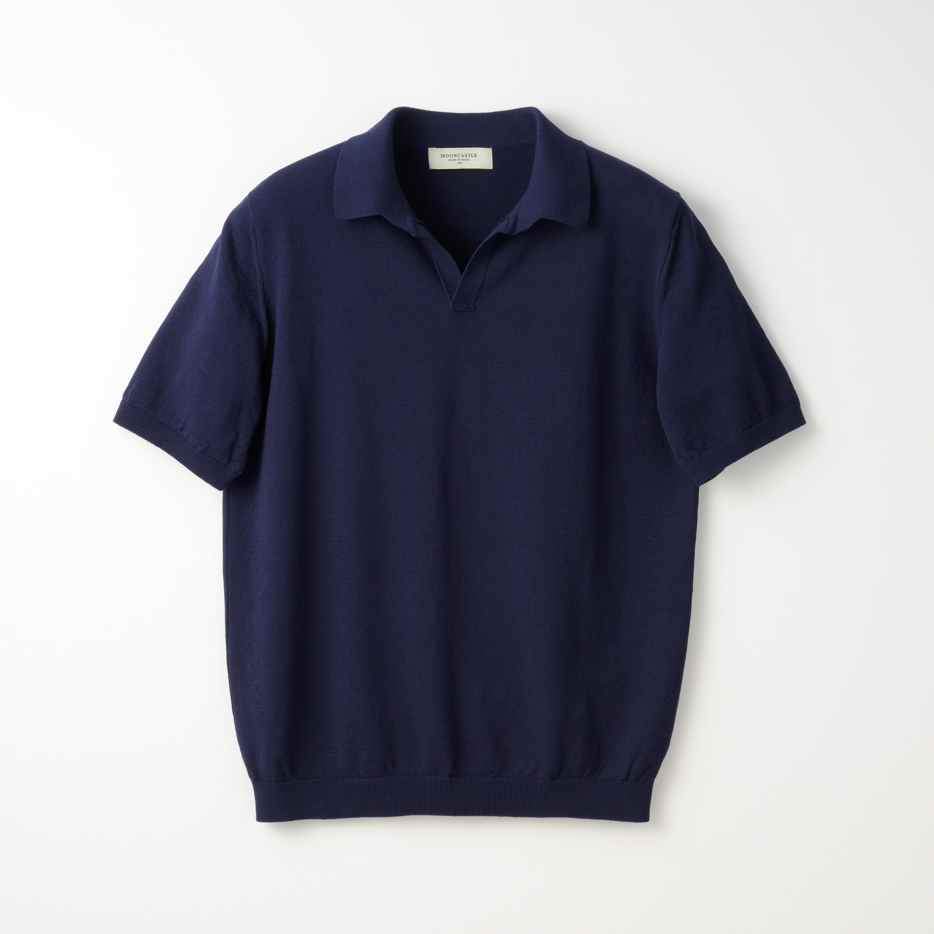 Mooncastle Ice Cotton Knit Skipper Shirt: Navy