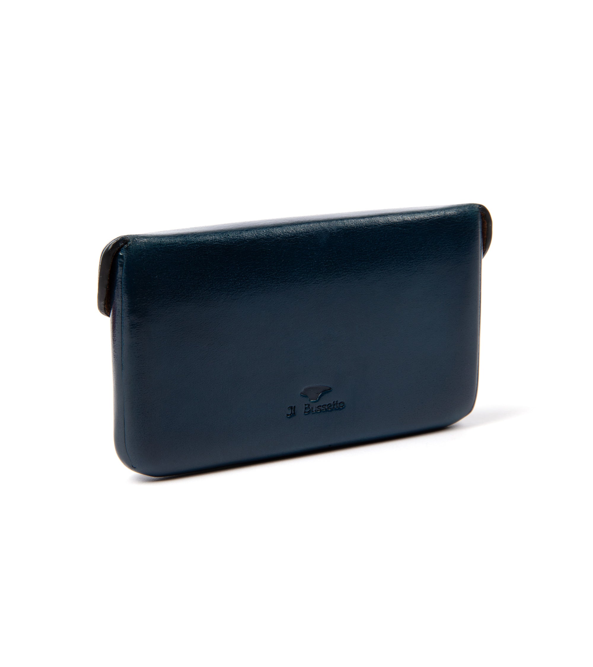 Il Bussetto Leather Magnetic Card Holder: Bright Blue