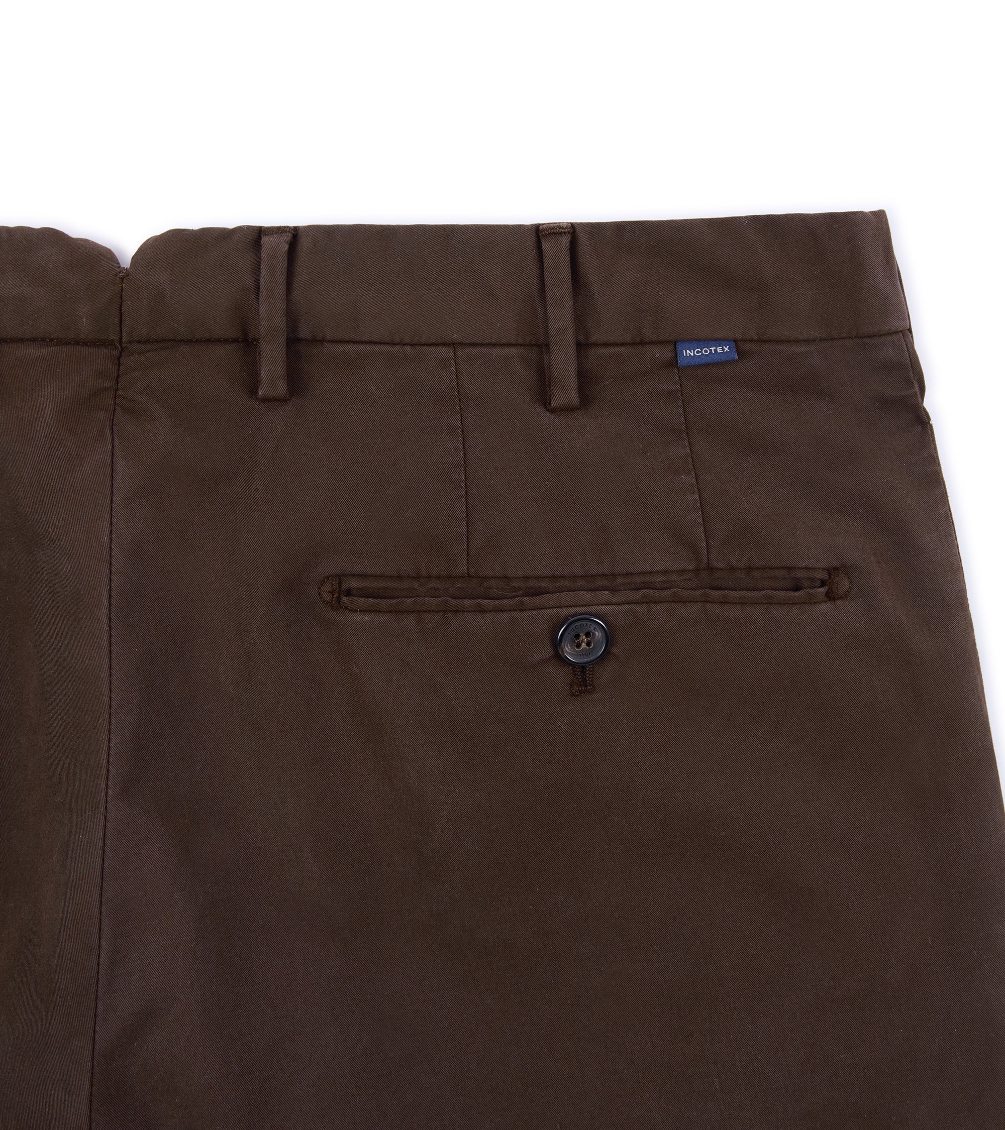 Incotex Regular Fit Royal Batavia Cotton Trousers: Brown