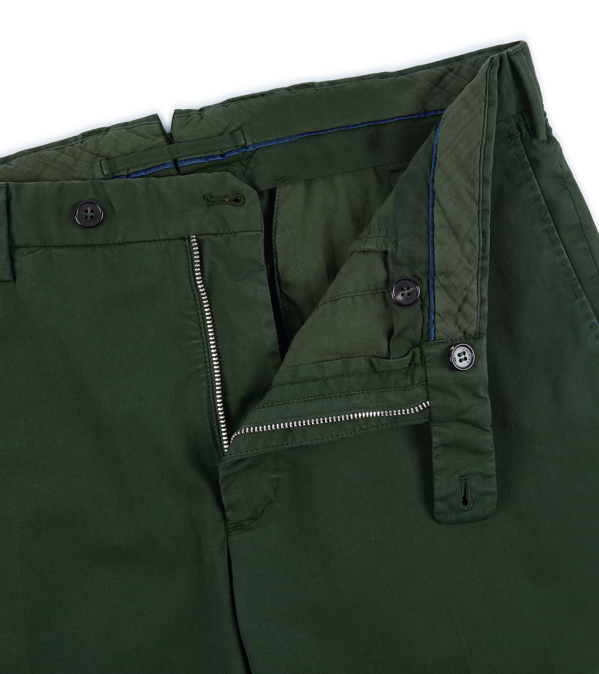 Incotex Regular Fit Royal Batavia Cotton Trousers: Green