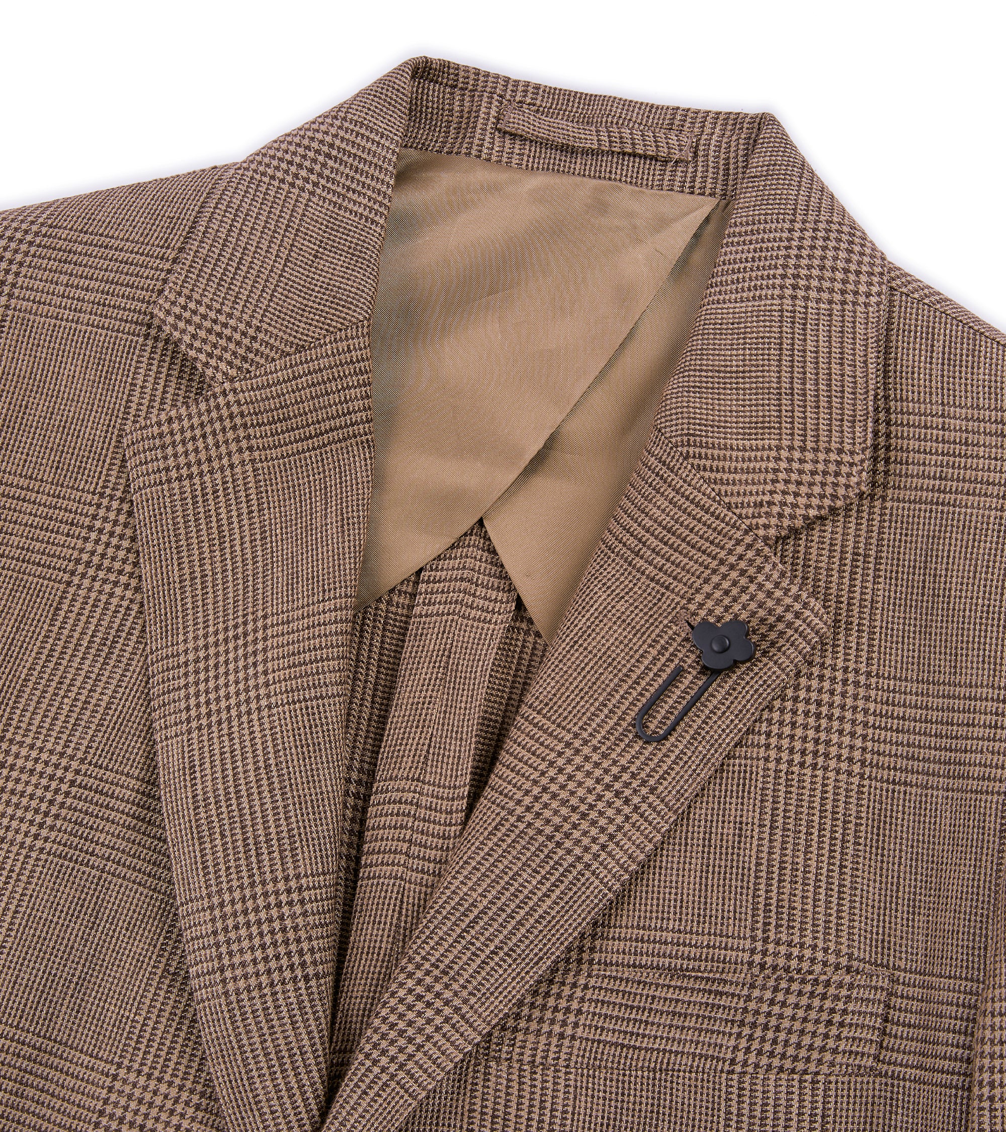 Lardini Linen Prince of Wales Check Jacket: Brown