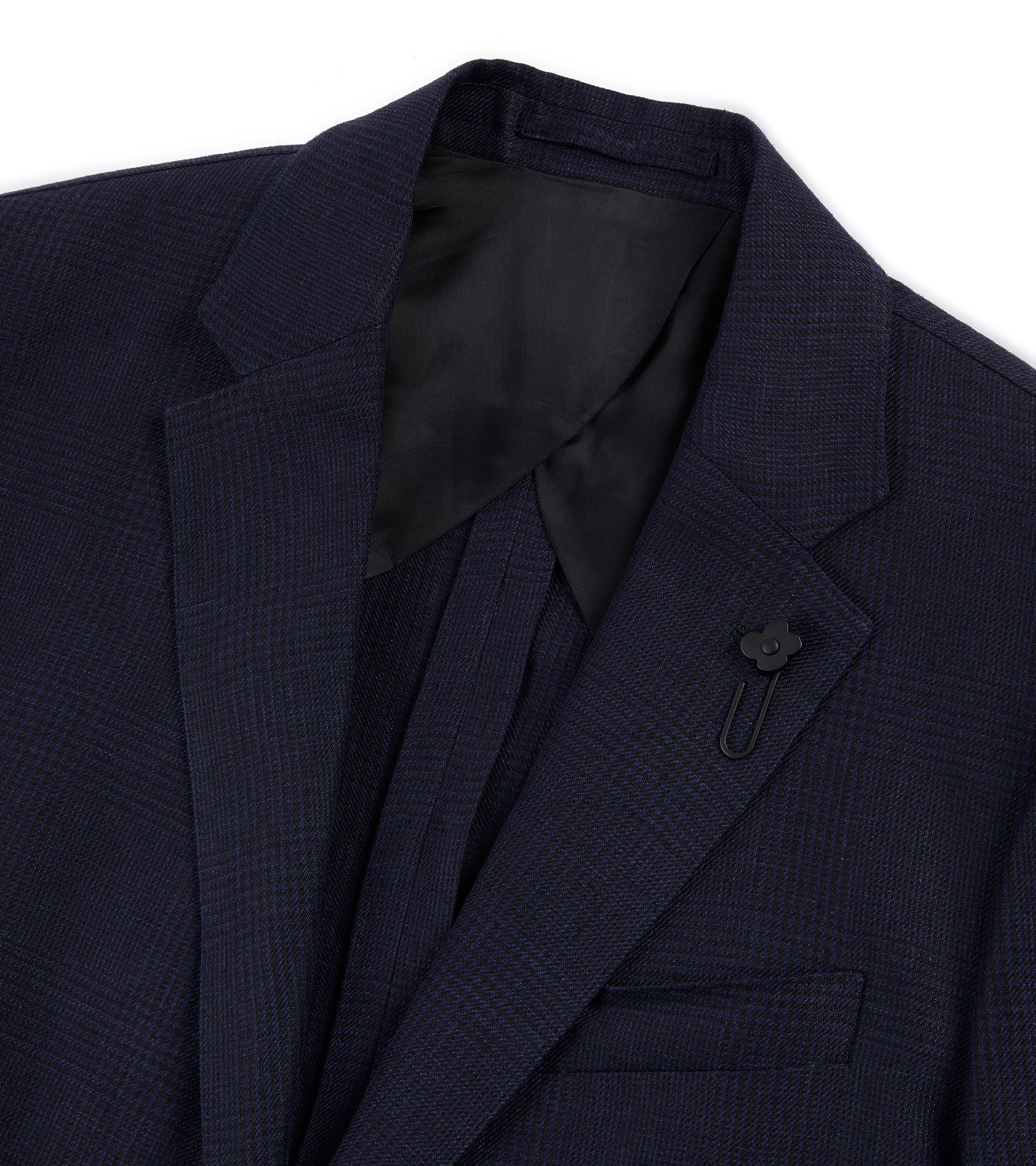 Lardini Linen Prince of Wales Check Jacket: Navy