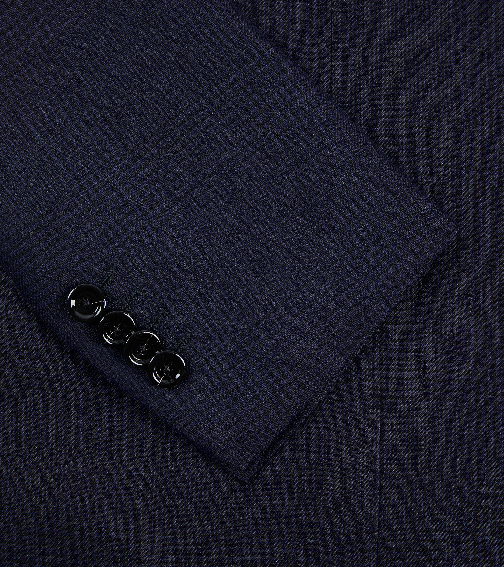 Lardini Linen Prince of Wales Check Jacket: Navy