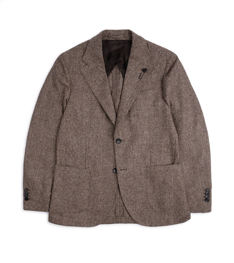 Lardini Wool Alpaca Prince of Wales Checked Jacket: Brown – Trunk