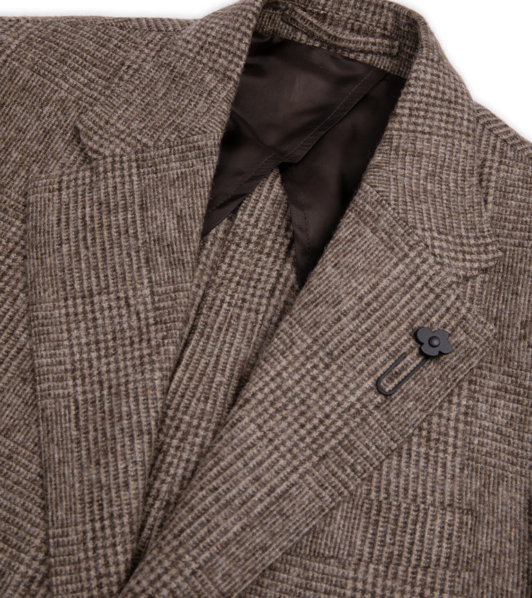 Lardini Wool Alpaca Prince of Wales Checked Jacket: Brown – Trunk