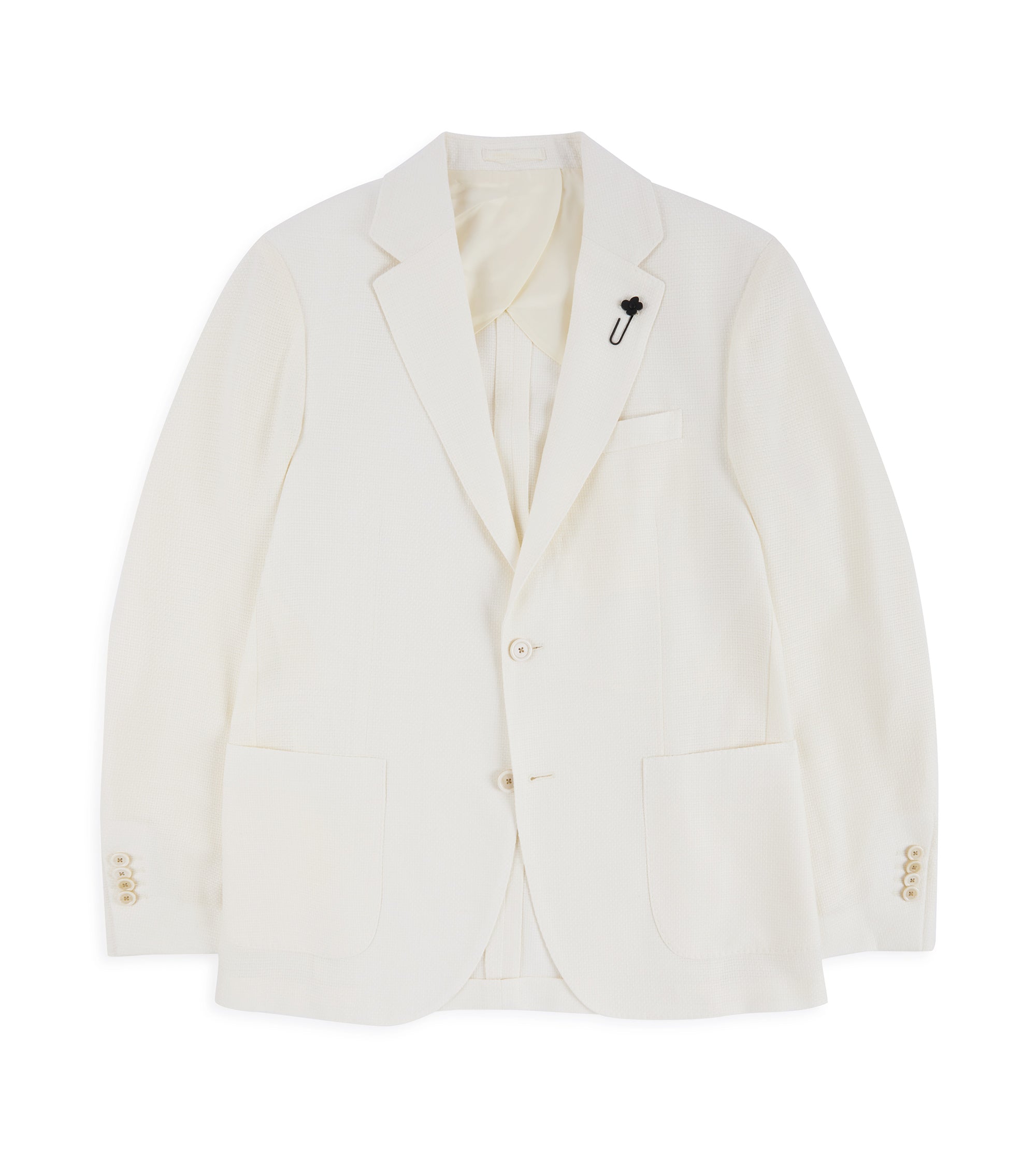 Lardini Wool Linen Silk Basketweave Jacket: Cream