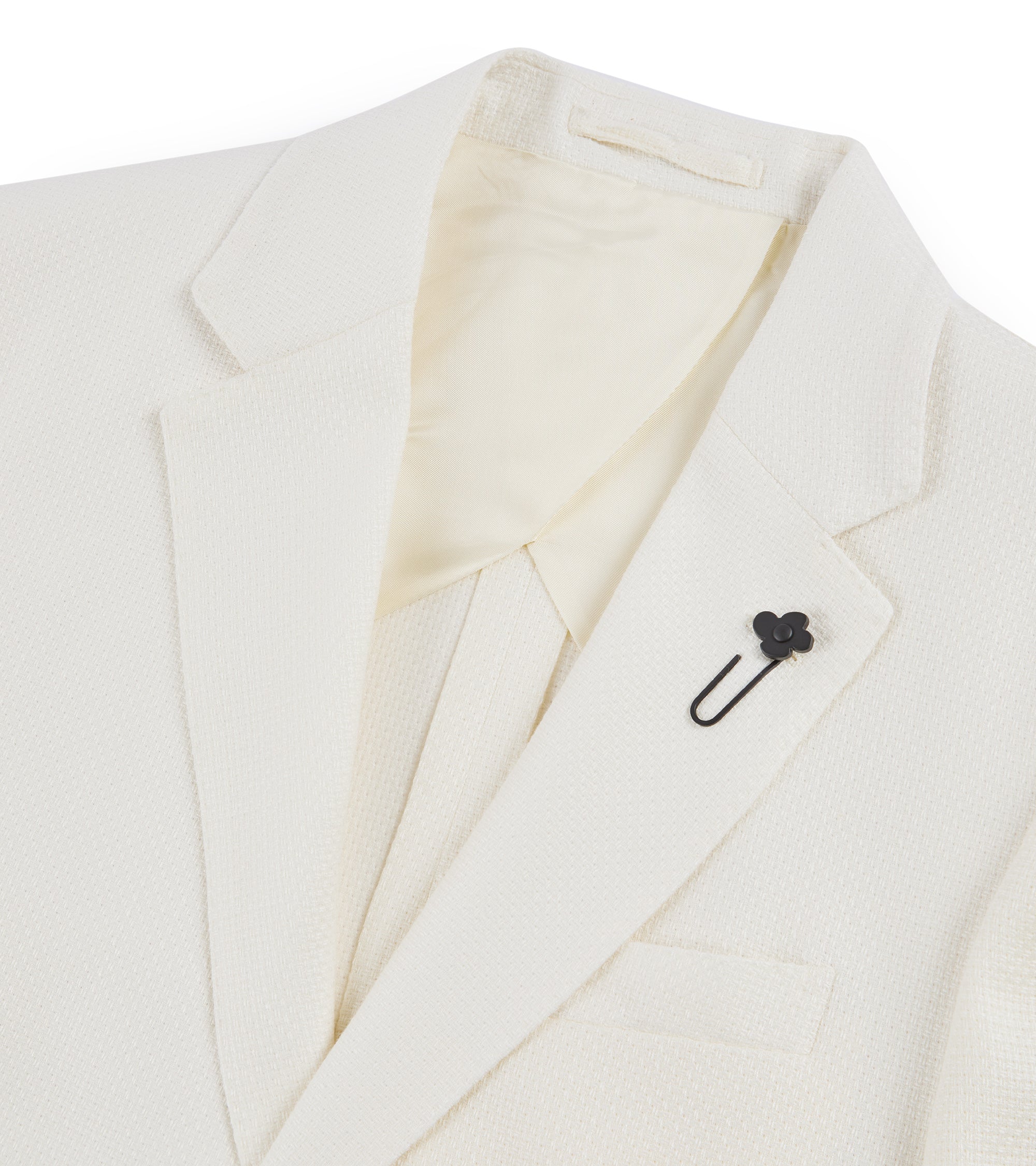 Lardini Wool Linen Silk Basketweave Jacket: Cream