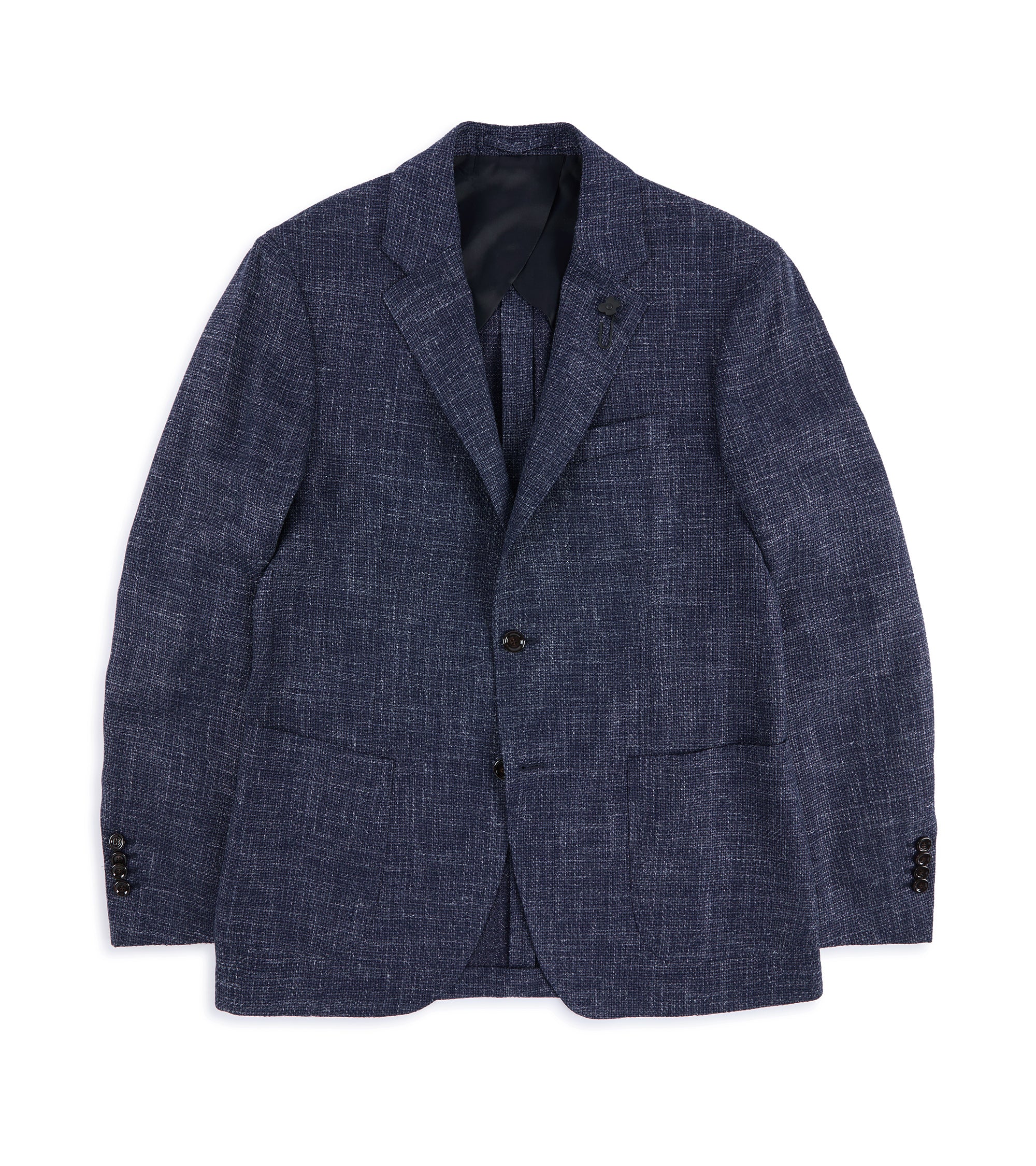 Lardini Wool Linen Silk Basketweave Jacket: Navy