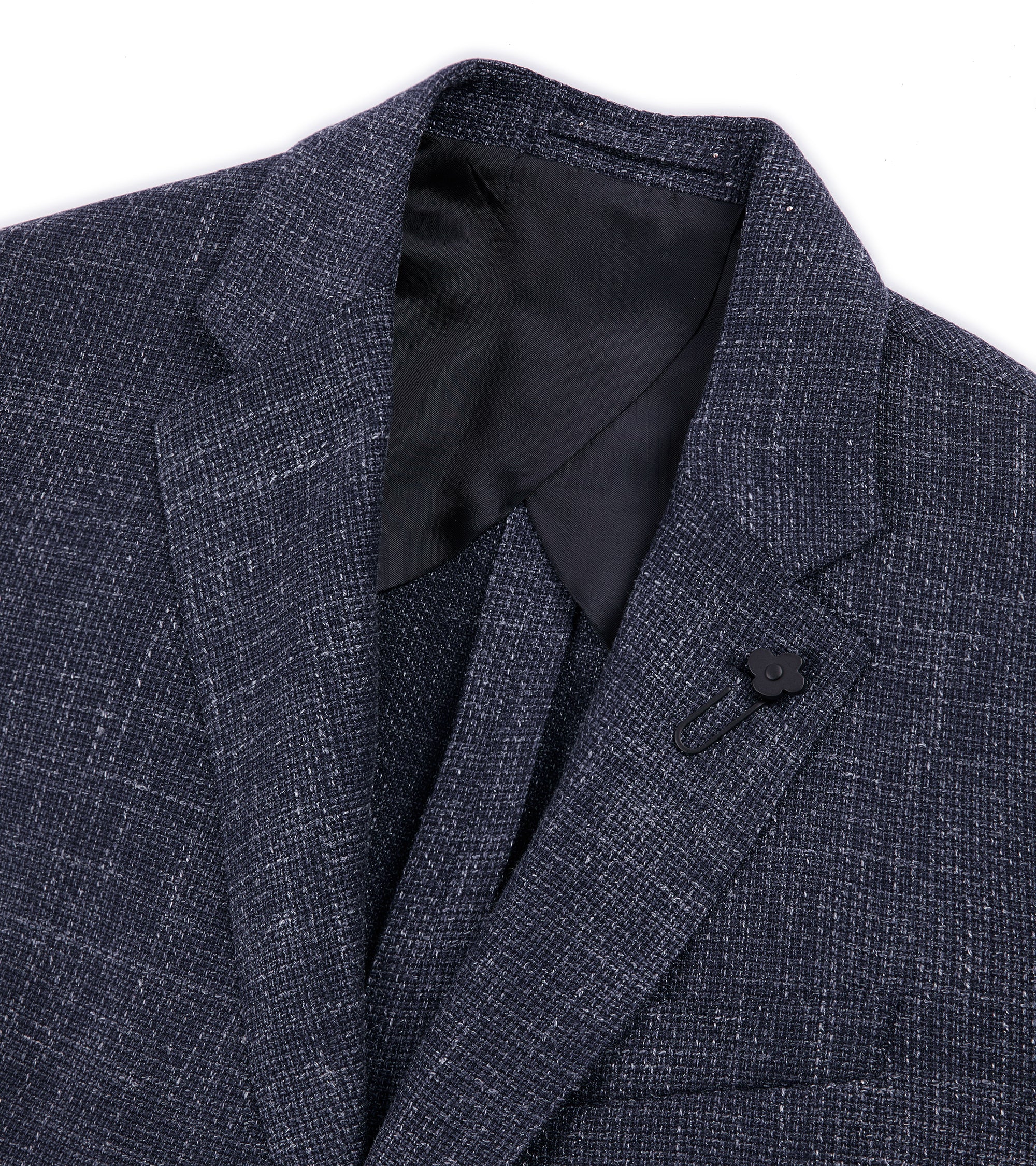 Lardini Wool Linen Silk Basketweave Jacket: Navy