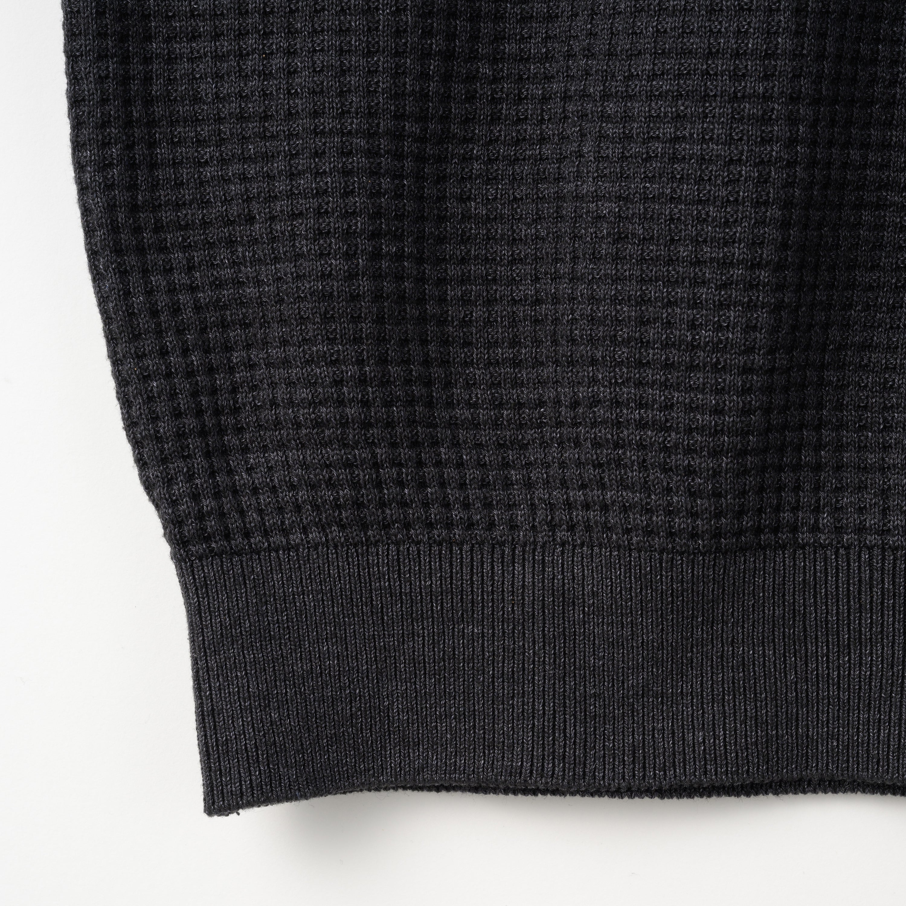 Mooncastle Cotton Denim Waffle Crew Neck Sweater: Charcoal