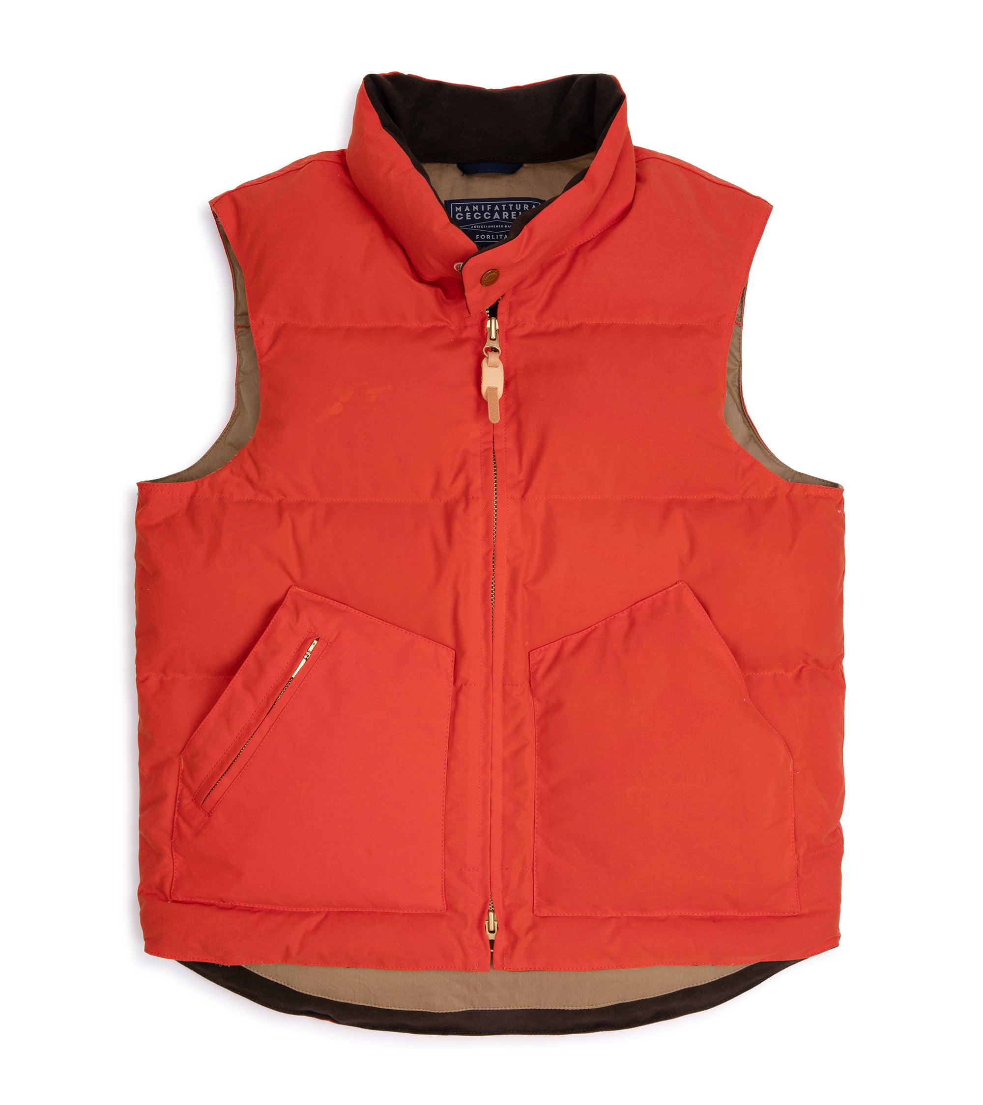 Manifattura Ceccarelli Waxed Goose Down Vest: Orange – Trunk Clothiers