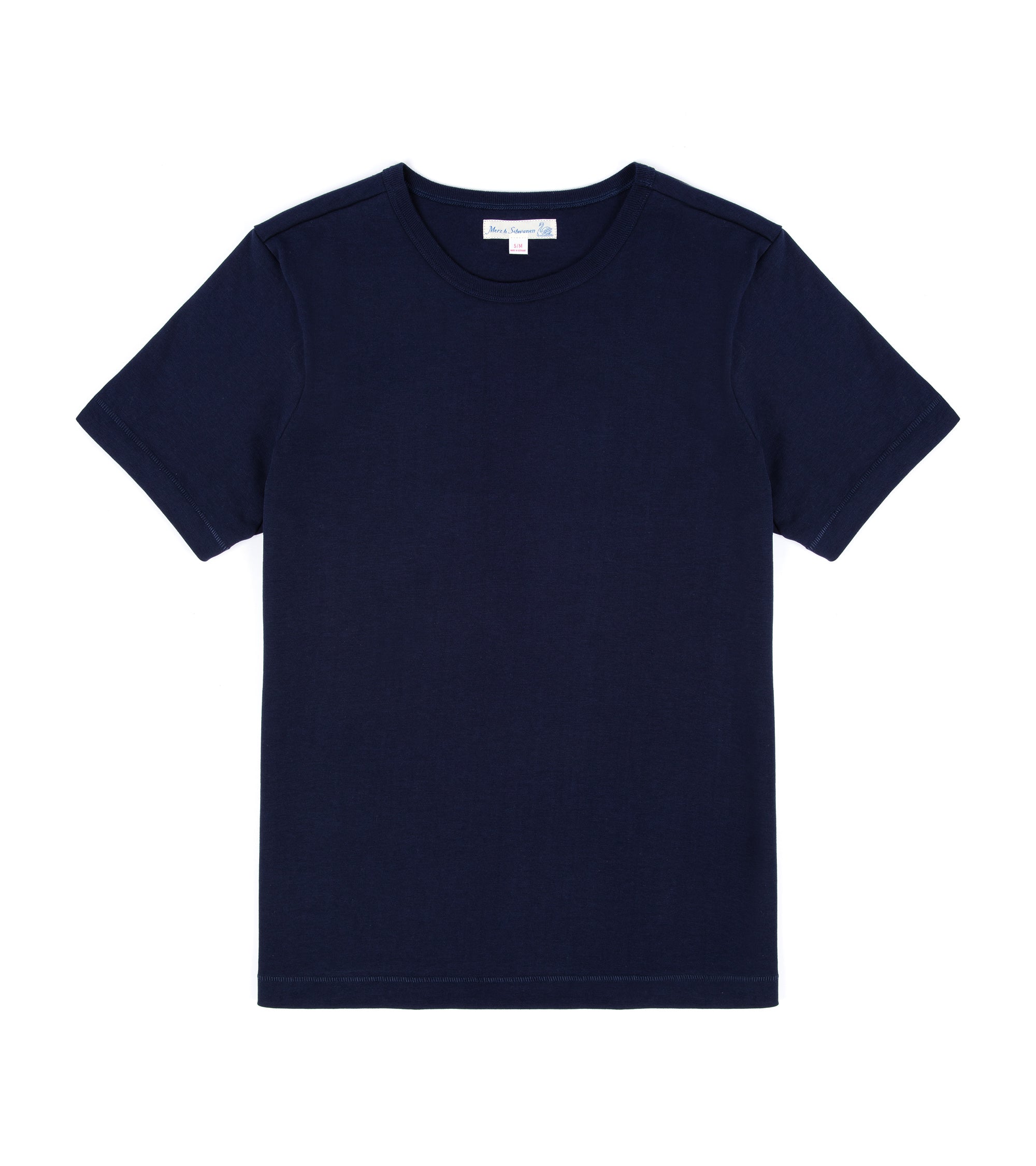 Merz b. Schwanen 215 Classic Fit Loopwheel Cotton T-Shirt: Ink Blue