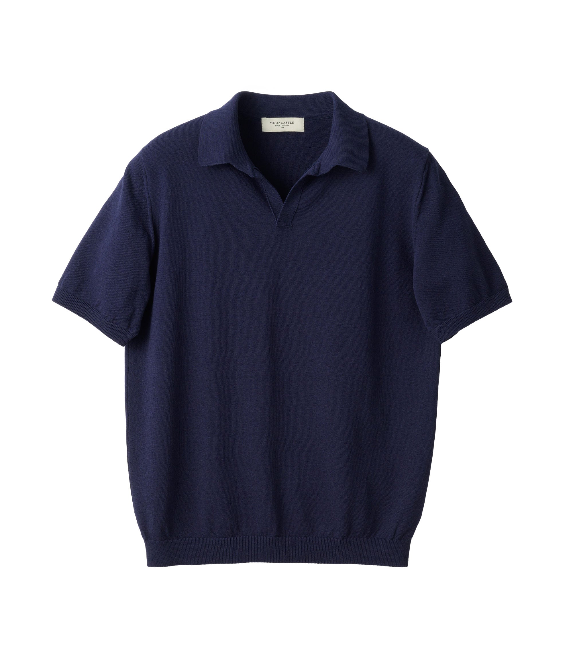 Mooncastle Ice Cotton Knit Skipper Shirt: Navy