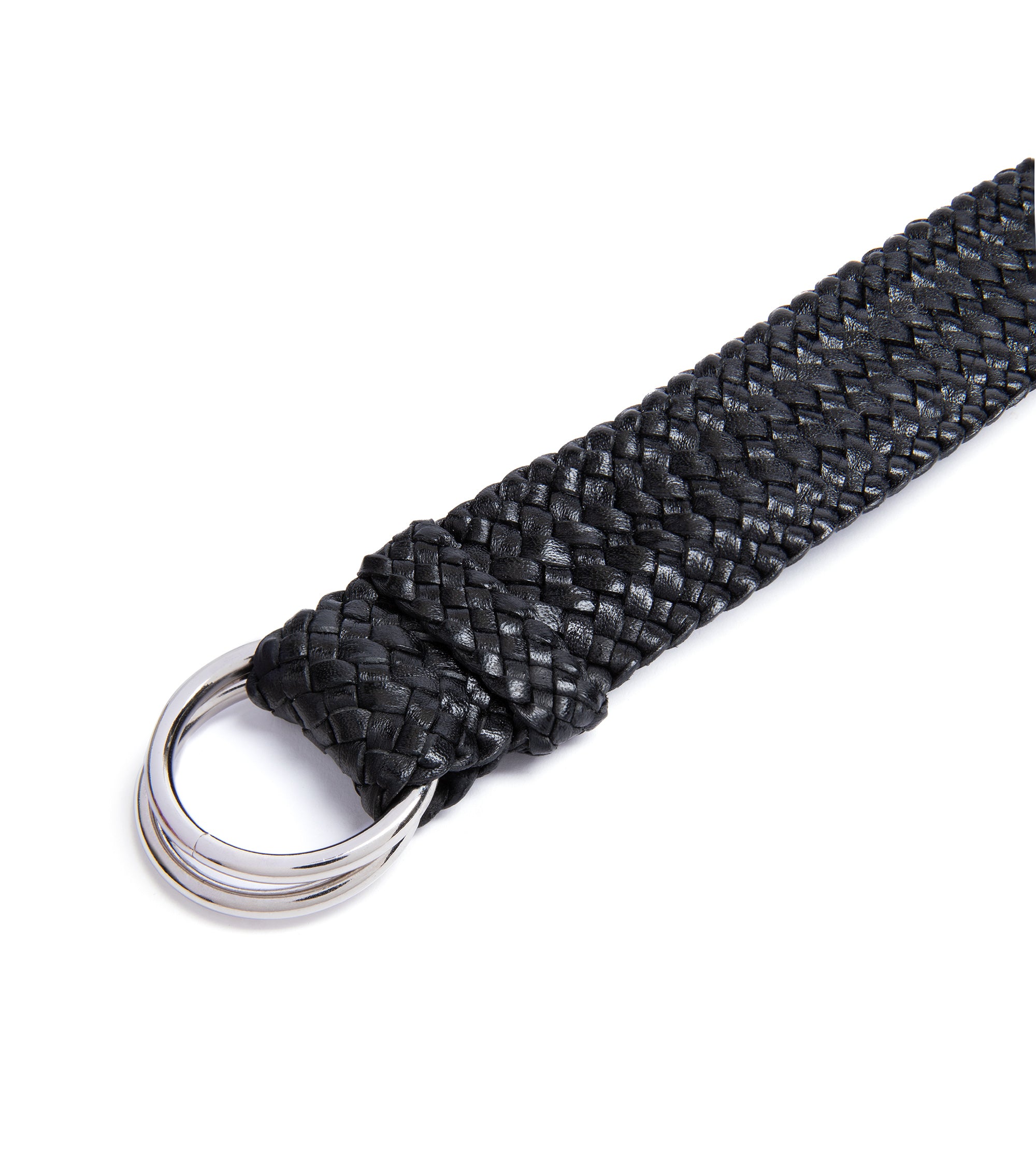 R.M. Williams Kangaroo Leather Plaited 'O' Ring Belt: Black