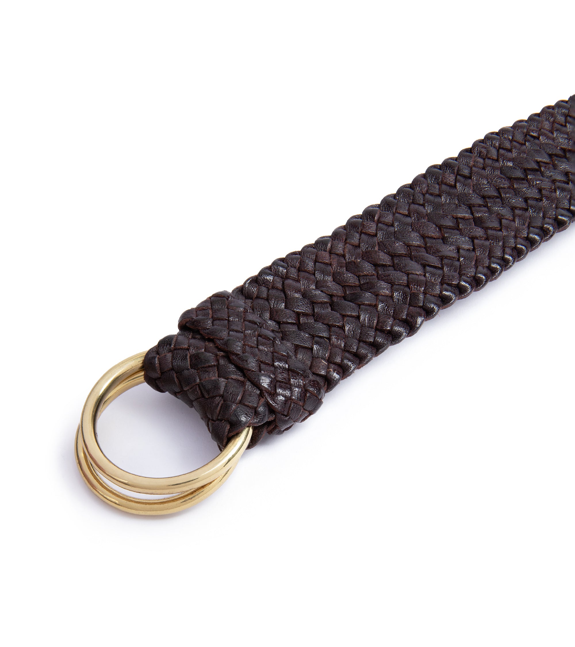 R.M. Williams Kangaroo Leather Plaited 'O' Ring Belt: Brown