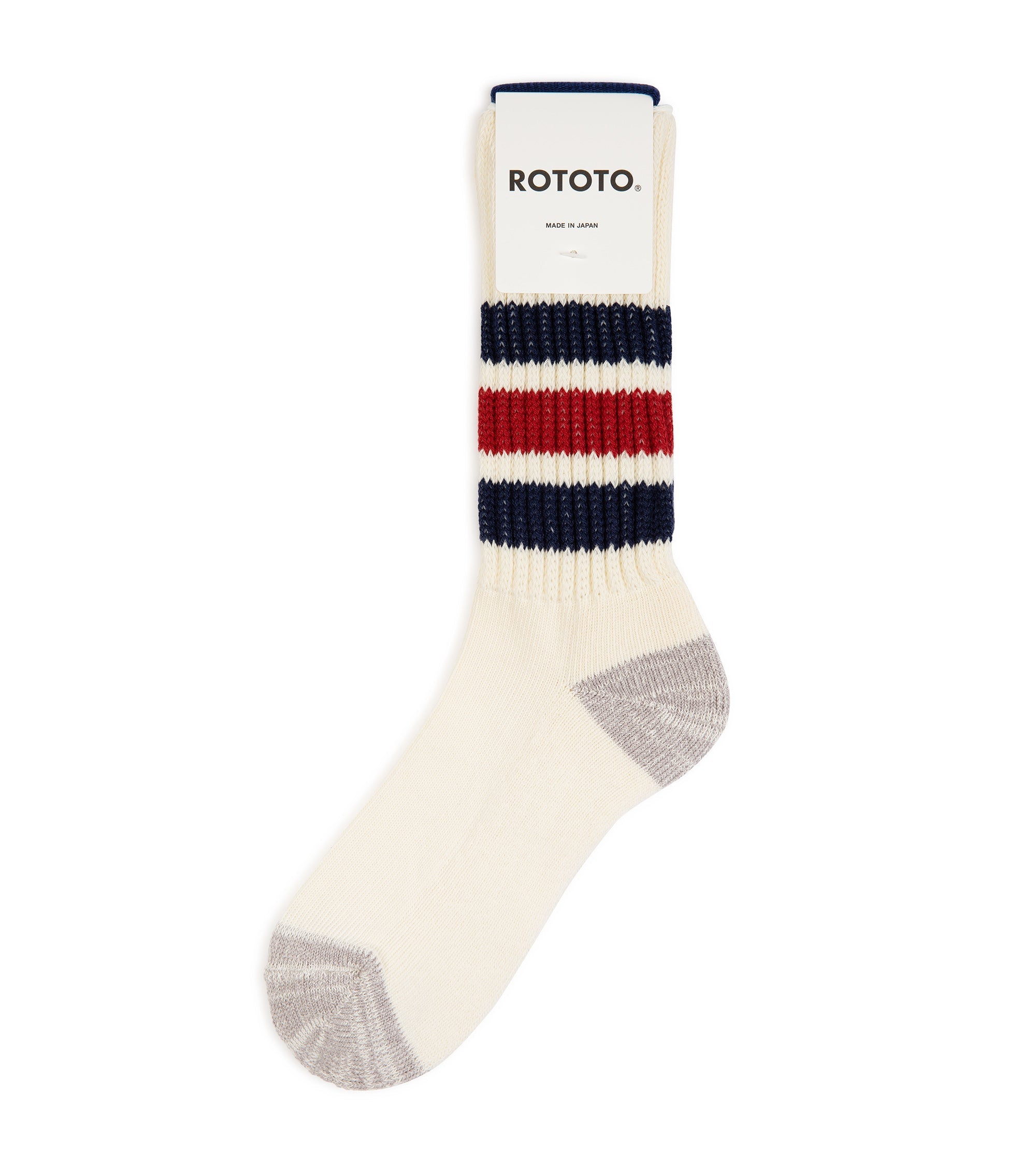 RoToTo Cotton Striped Sport Socks: Navy/Red