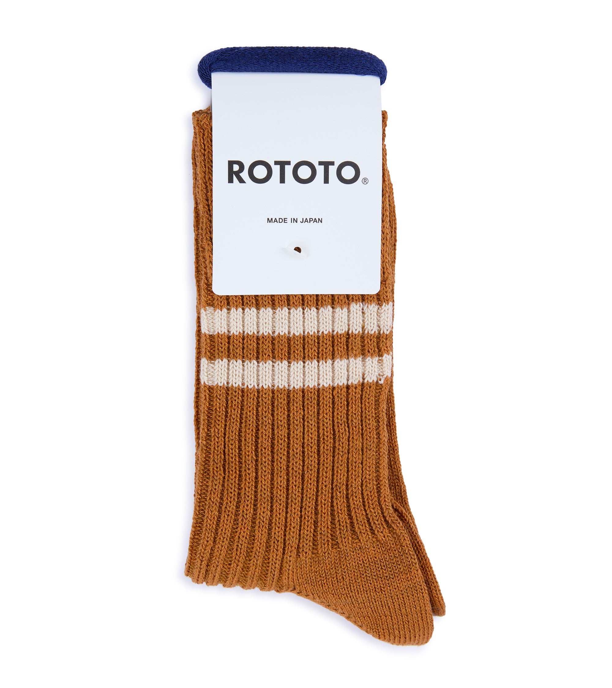 RoToTo Hemp Organic Cotton Stripe Socks: Sunset Gold/White Sand