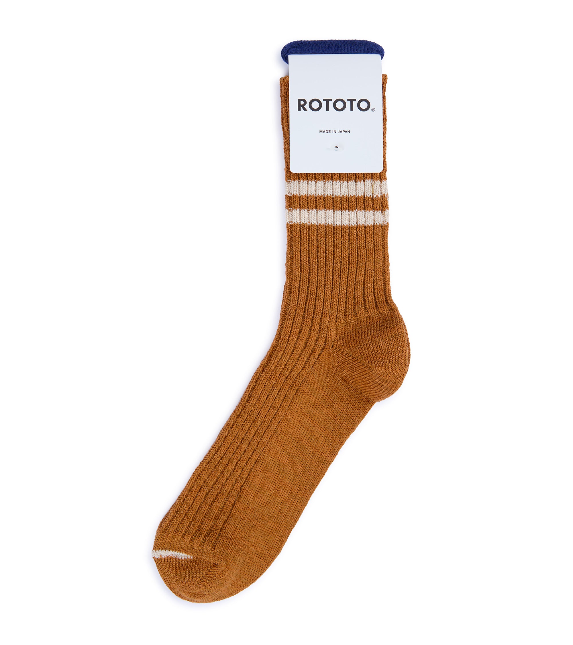 RoToTo Hemp Organic Cotton Stripe Socks: Sunset Gold/White Sand