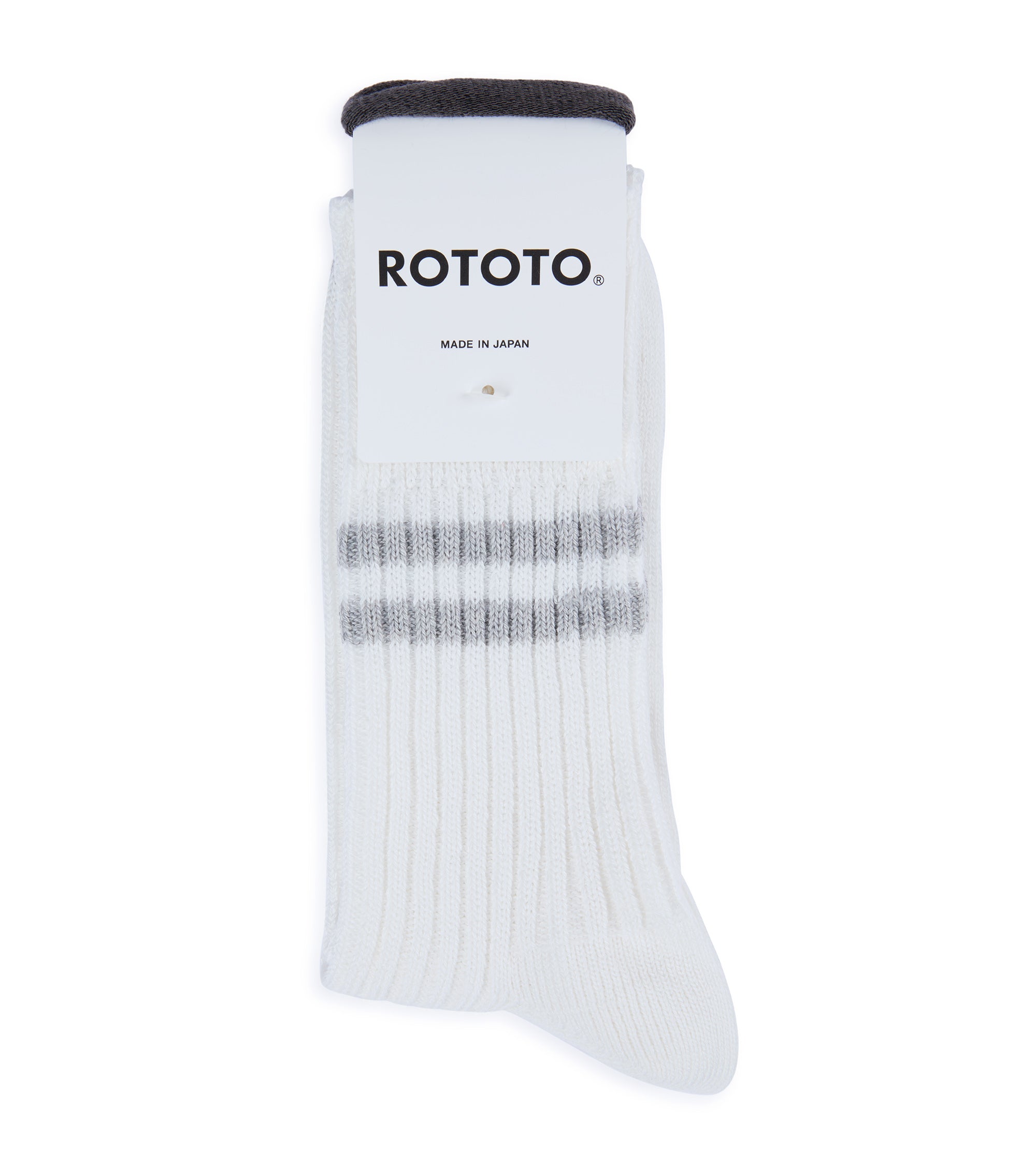 RoToTo Hemp Organic Cotton Stripe Socks: White/Grey