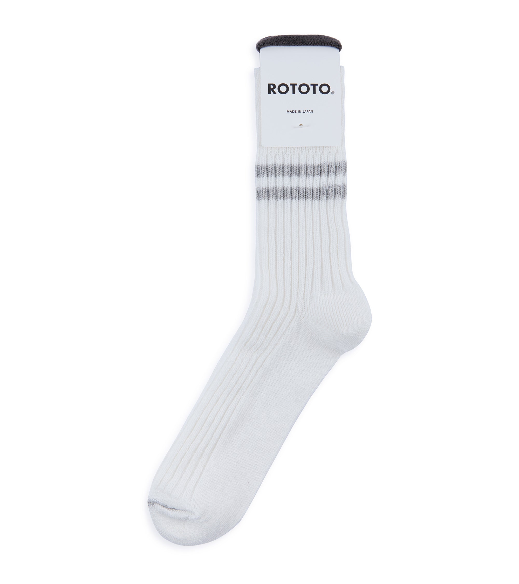 RoToTo Hemp Organic Cotton Stripe Socks: White/Grey