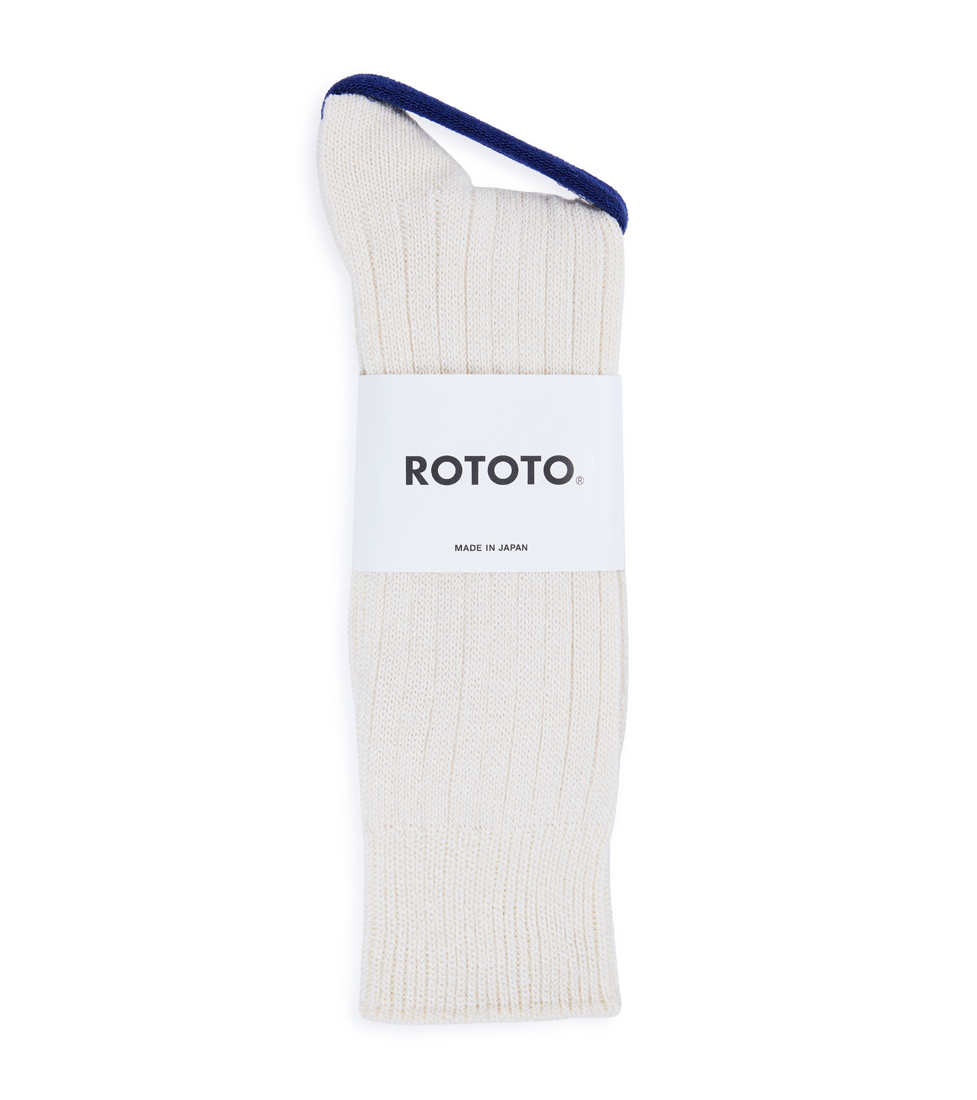 RoToTo Linen Cotton Ribbed Crew Socks: Ecru